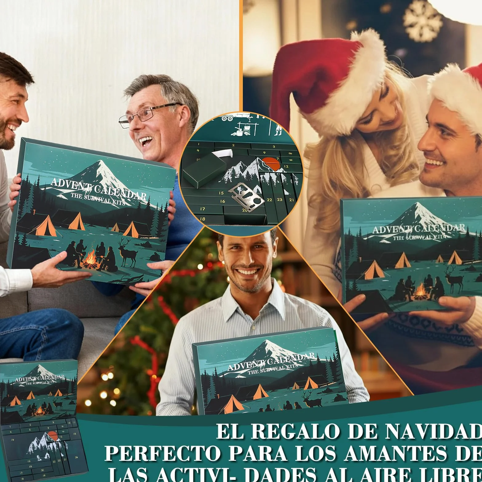 BuzzoXerex Calendario de Adviento 2025 Hombre, 24 PCS Kit de Supervivencia para Camping