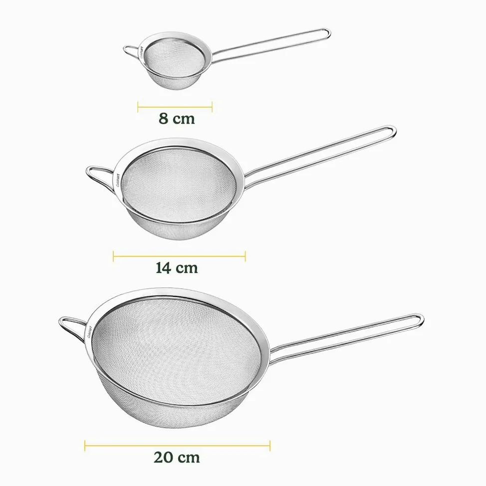 Cuisinart CTG-00-3MS Juego de 3 coladores de malla fina, acero inoxidable, paquete de 3