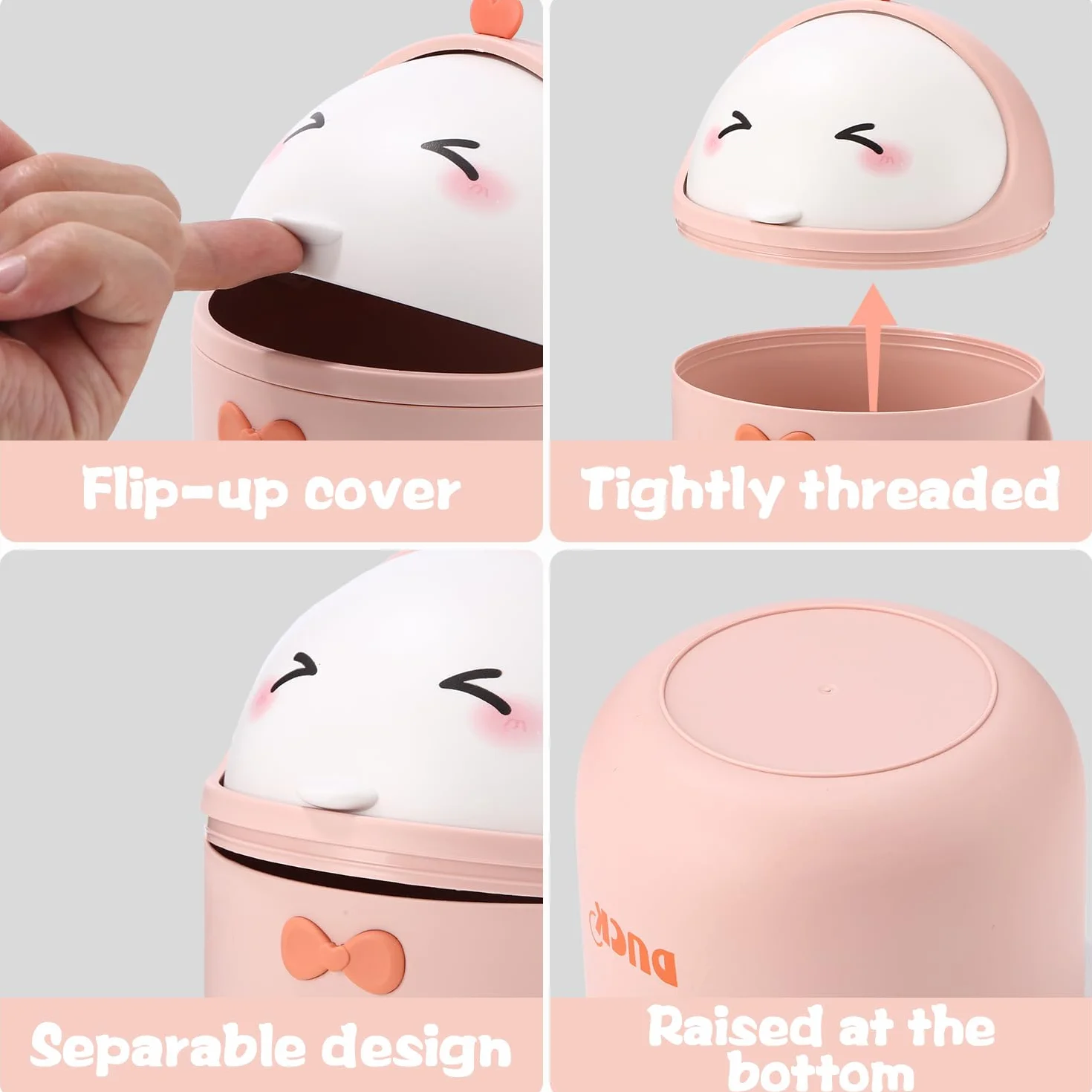 Huifoo Mini Cubo de Basura de Mesa con Tapa - Decoración Kawaii, Caja de Almacenamiento