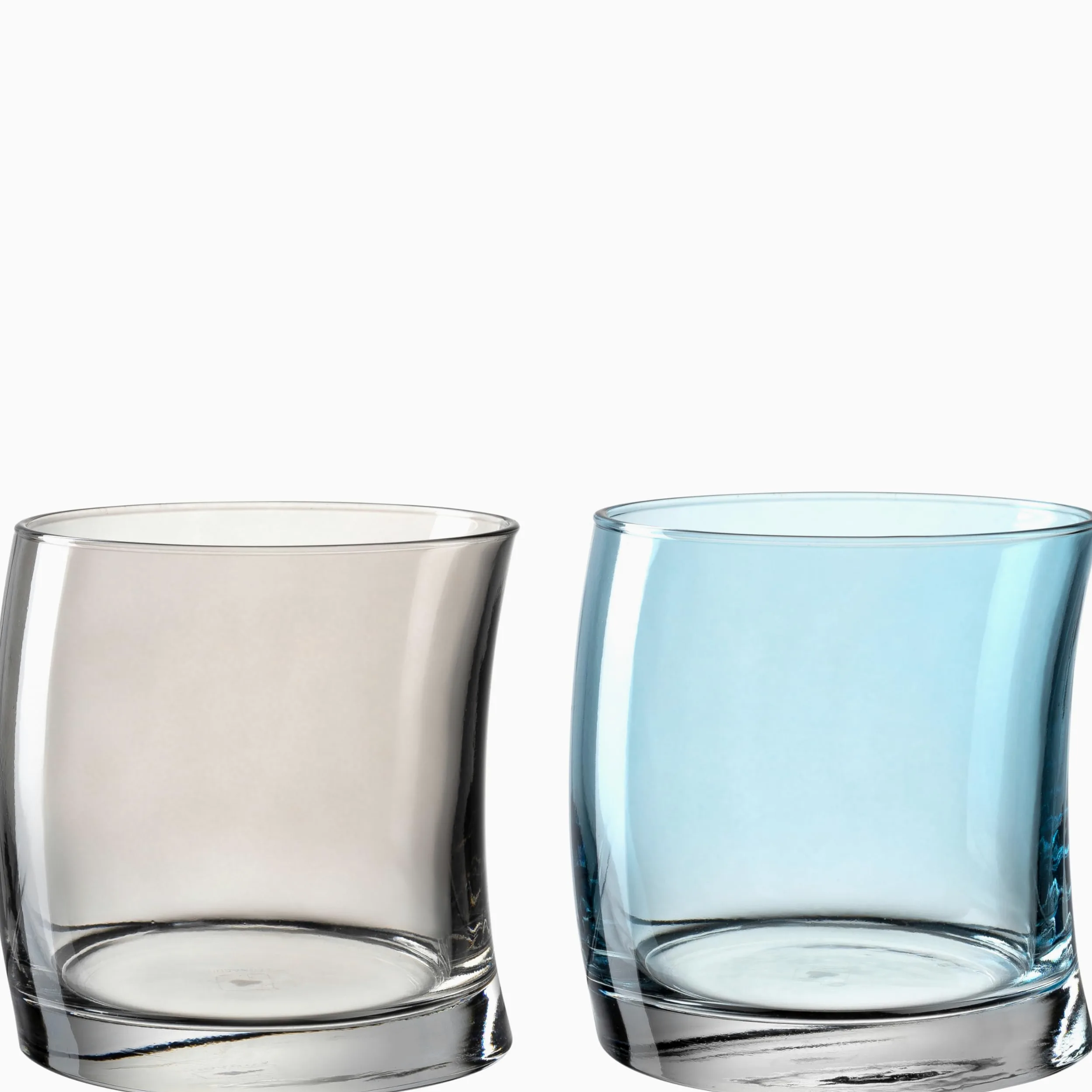 Leonardo Swing 70702 - Juego de 12 vasos de agua aptos para lavavajillas, diseño curvado, color gris y azul, 250 ml