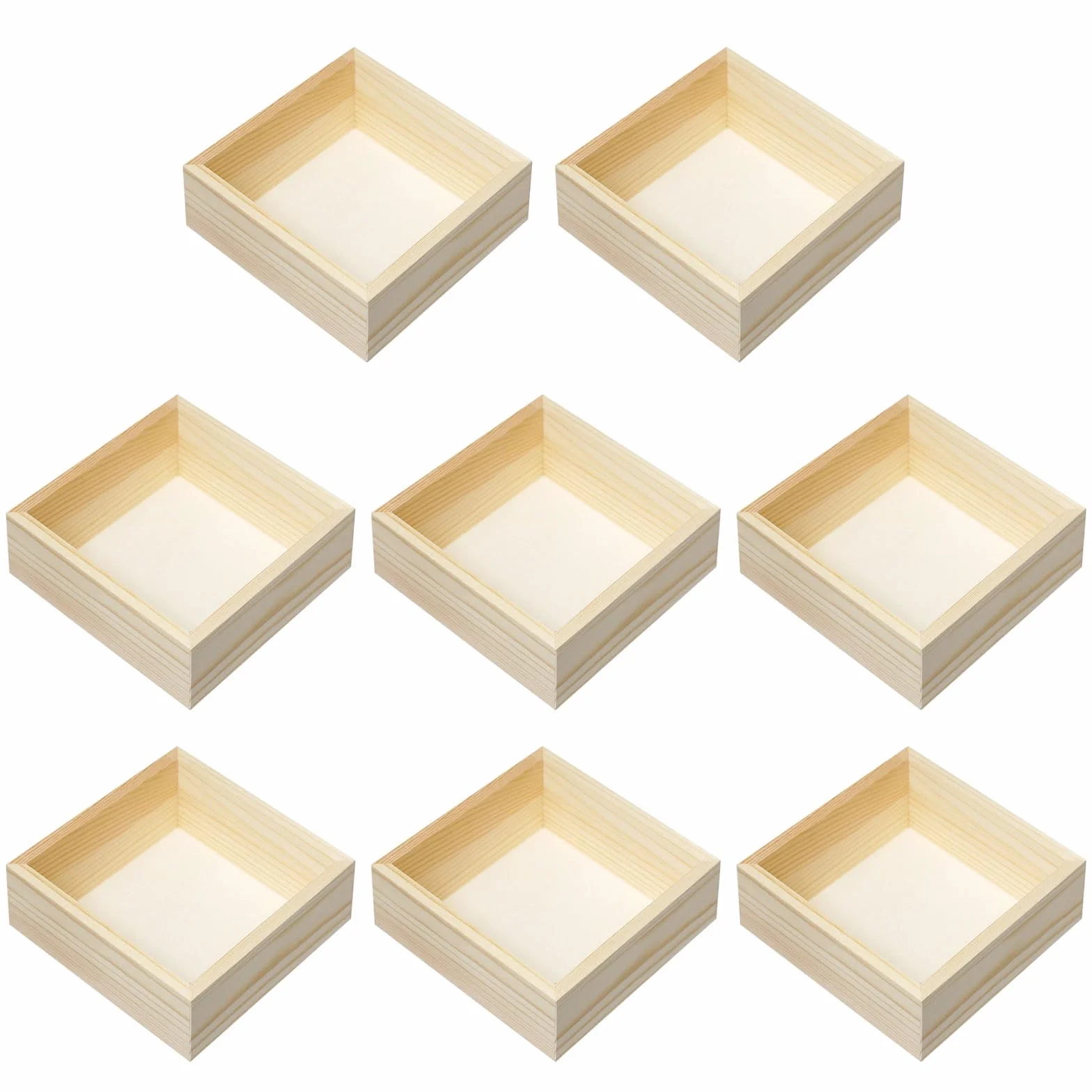 8 Piezas Cajas de Madera Pequeñas Sin Tapa 12x12x5 cm Caja de Madera Cuadrada Caja de madera Natural para Decoración del Hogar, Plantas, Artesanía