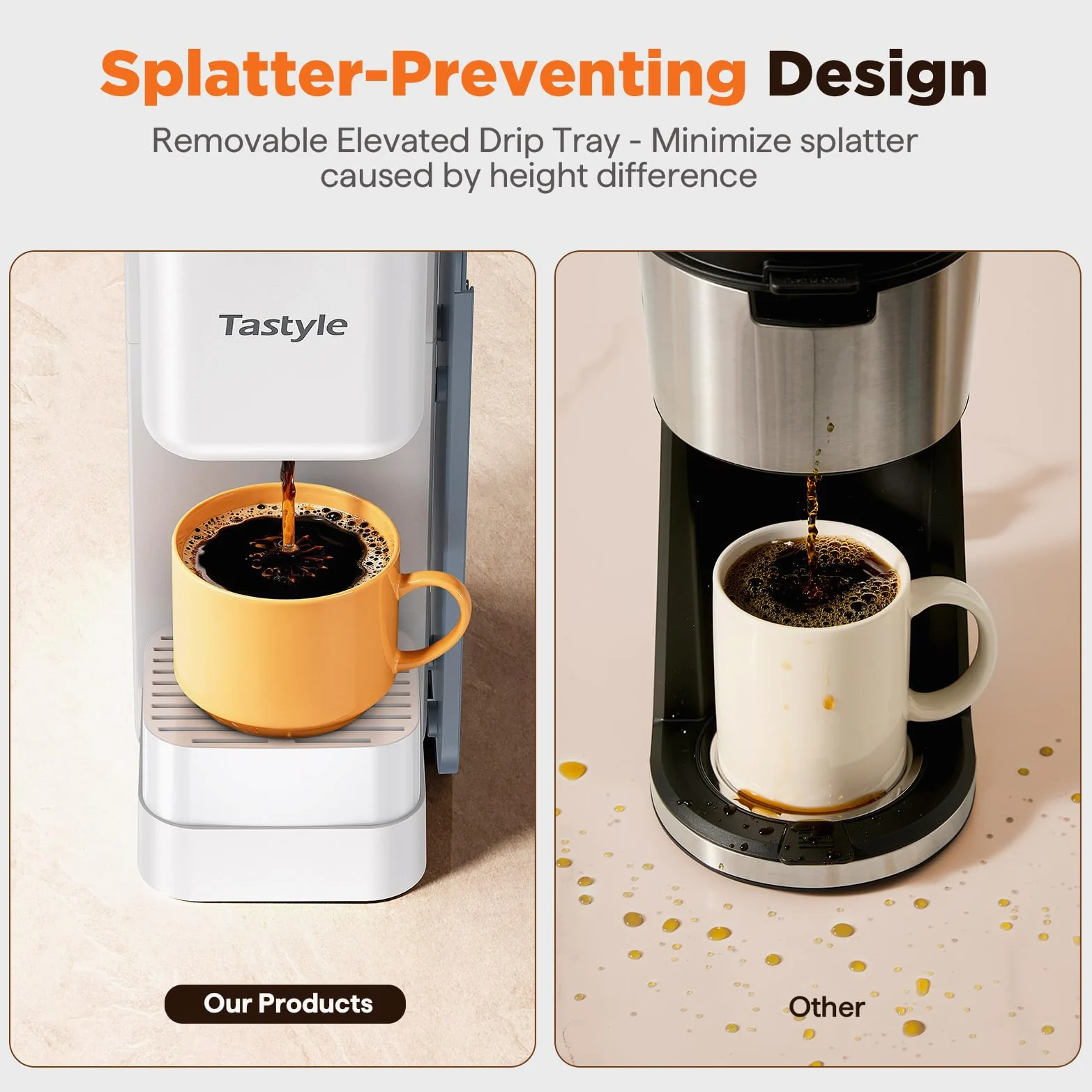 Tastyle - Cafetera caliente y helada con organizador de cápsulas K (no incluido), almacena 10 cápsulas, 4 a 5 tazas de cafetera y cafetera de una sola porción, compatible con K Cup y molido
