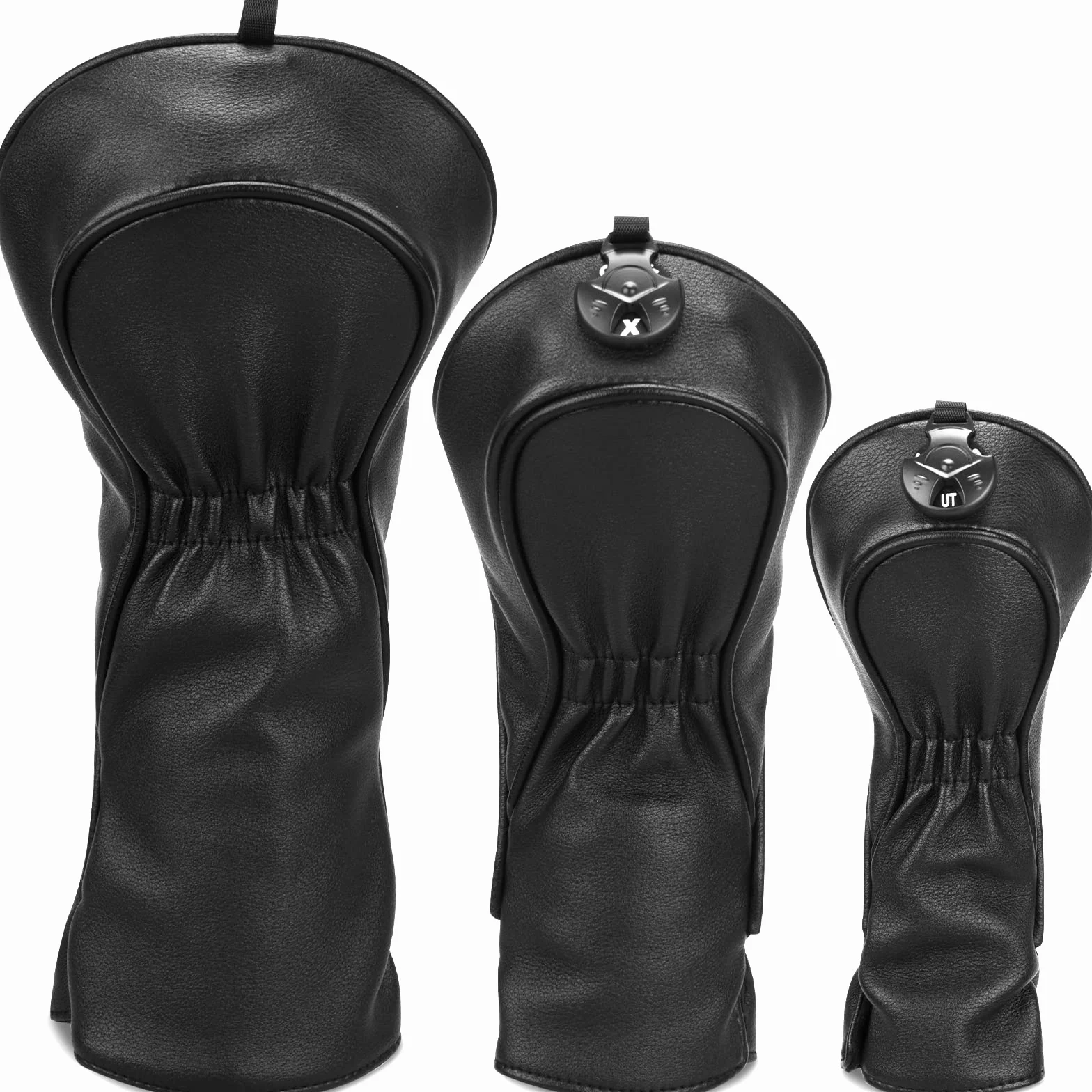 Fundas para cabeza de palo de golf madera Driver Fairway Hybrid 1FH negro piel sintética cierre elástico