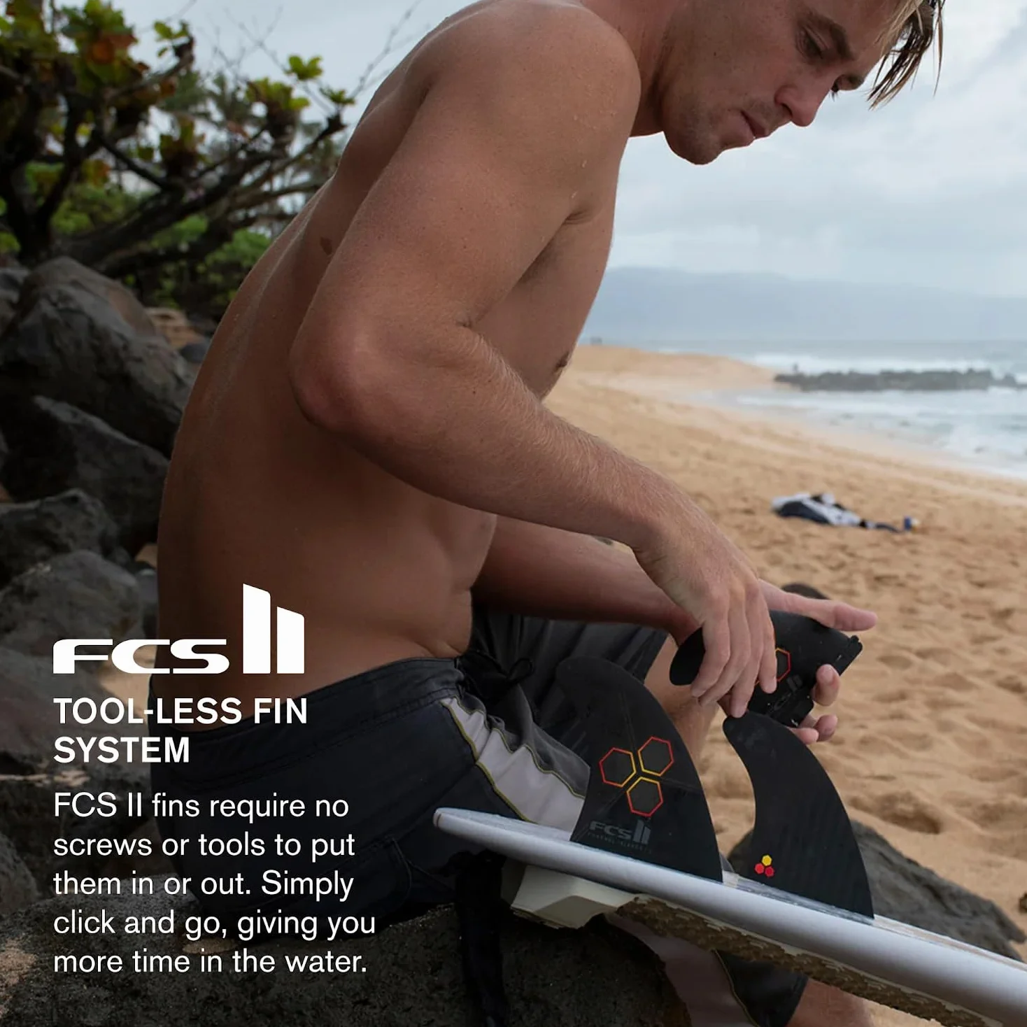 FCS II Mick Fanning Neo Carbon Tri Finnen Set 2024 Black/Charcoal