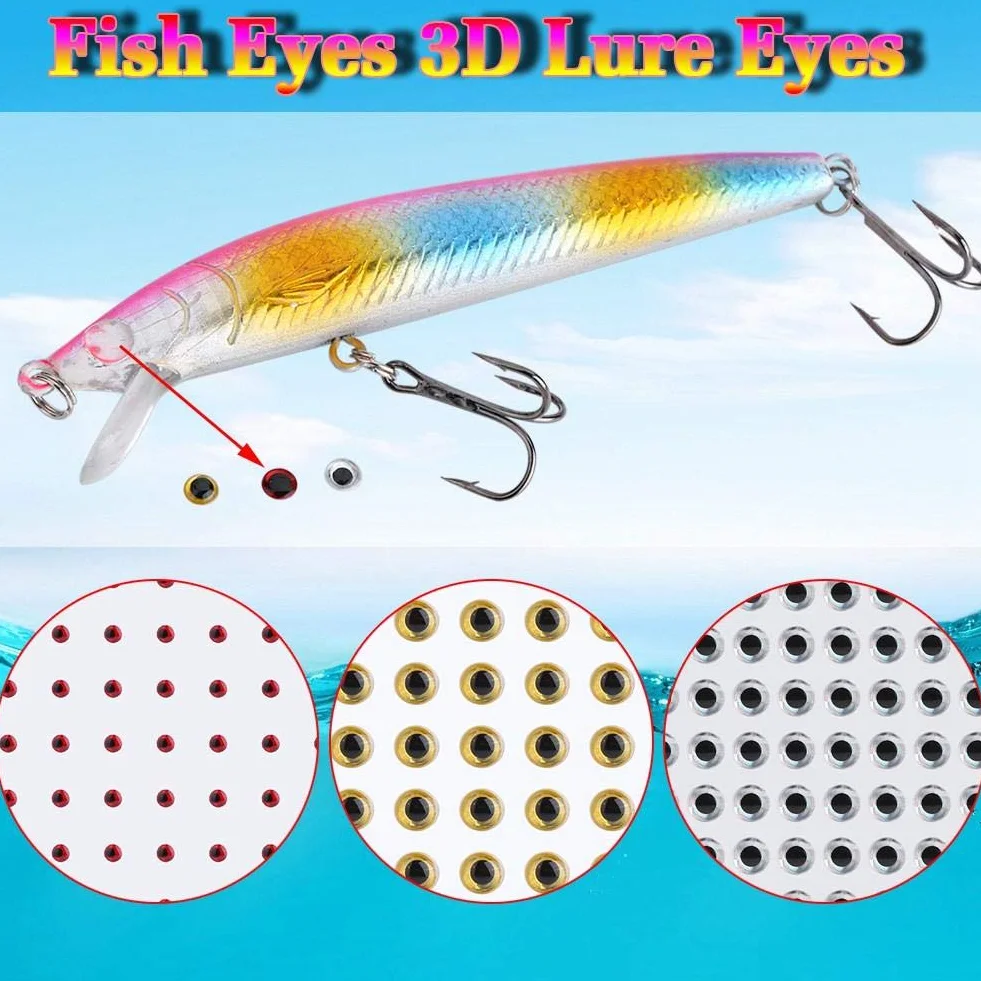 Señuelos de Pesca 3D Ojos 100 Uds 3/4/8mm Atado de Moscas Manualidades Jig (8mm Plata)