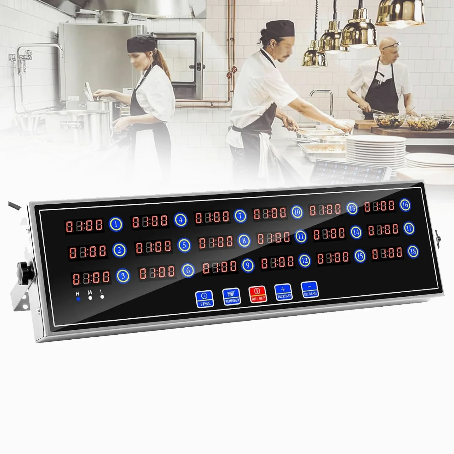 Temporizador de Cocina Comercial de 18 Canales, Temporizador Digital LED para cocinar, Volumen de Alarma Alto, con función de Memoria