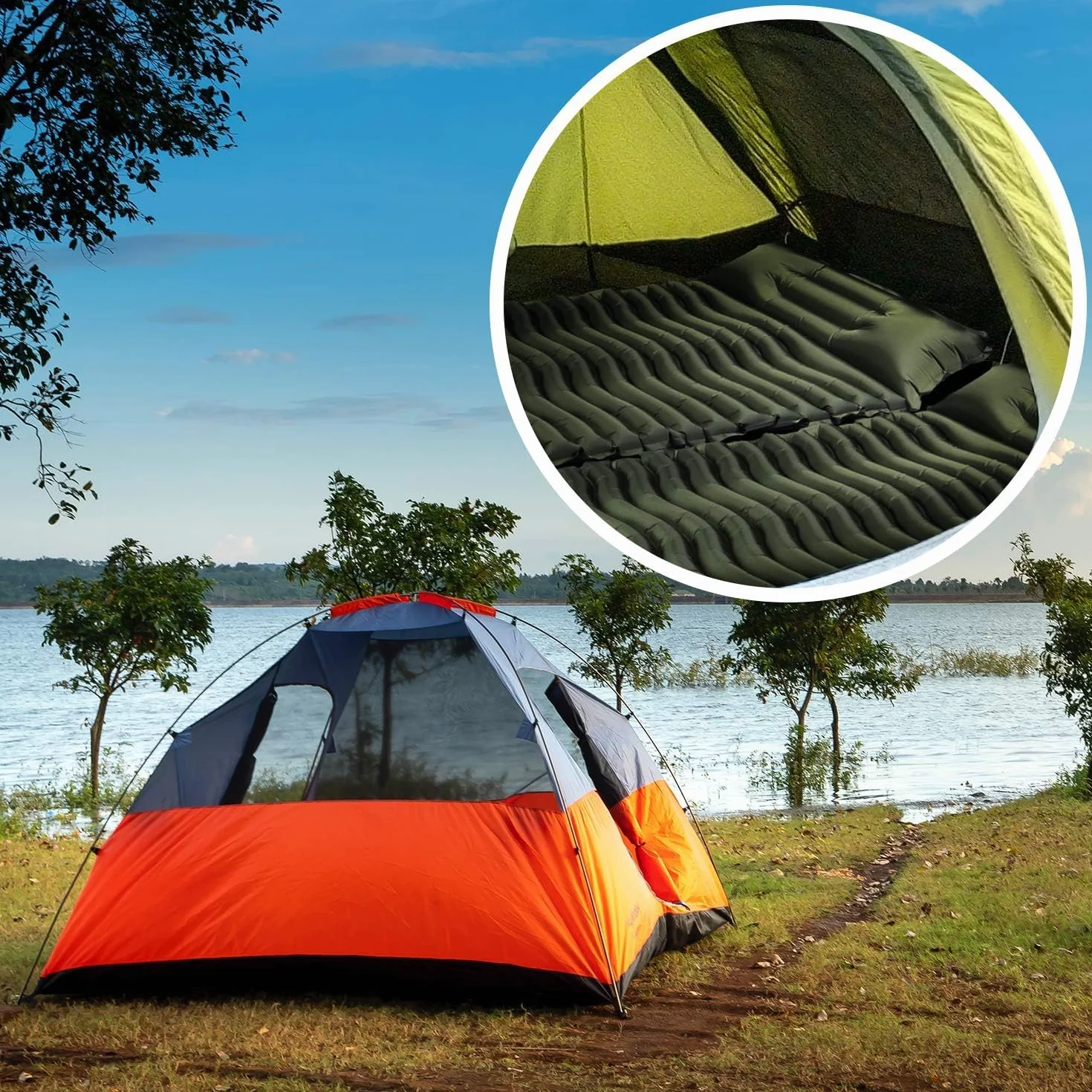 Unigear Esterilla Inflable Portátil Colchón de Aire para Camping Ultraligero Resistente