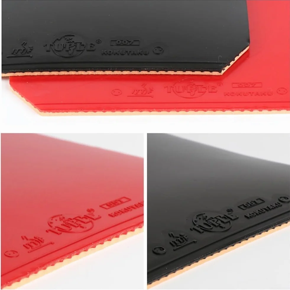 Goma de tenis de mesa Excelente control y fabricación de arco (negro + rojo)