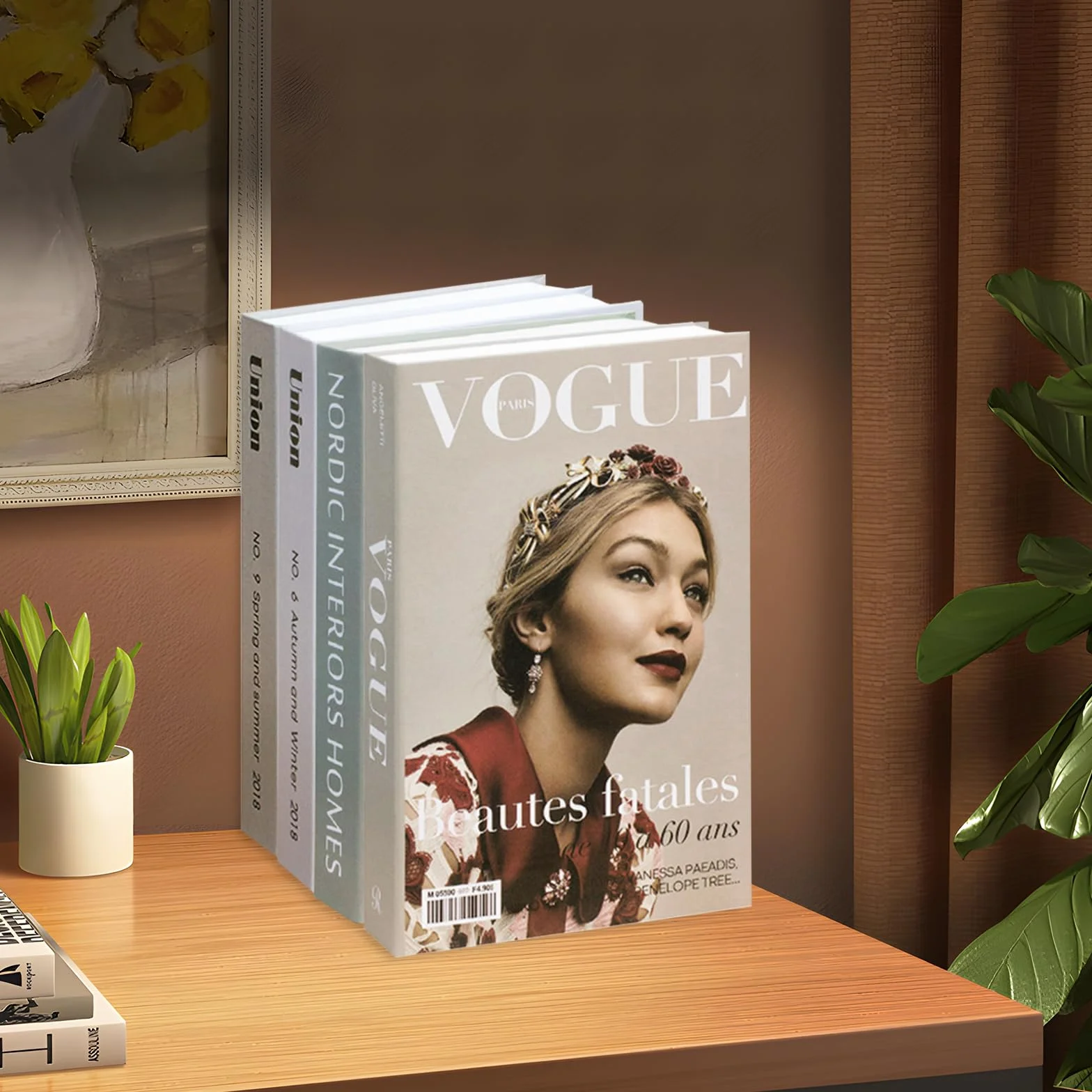 4Piezas Modernos Libros Falsos,Libros Decorativos para del Hogar,Libros De Exhibición Falsos,Libro Decorativo de Moda,para Decoración De Estantería De Mesa De Centro del Hogar,Oficina, Bar (Style A)