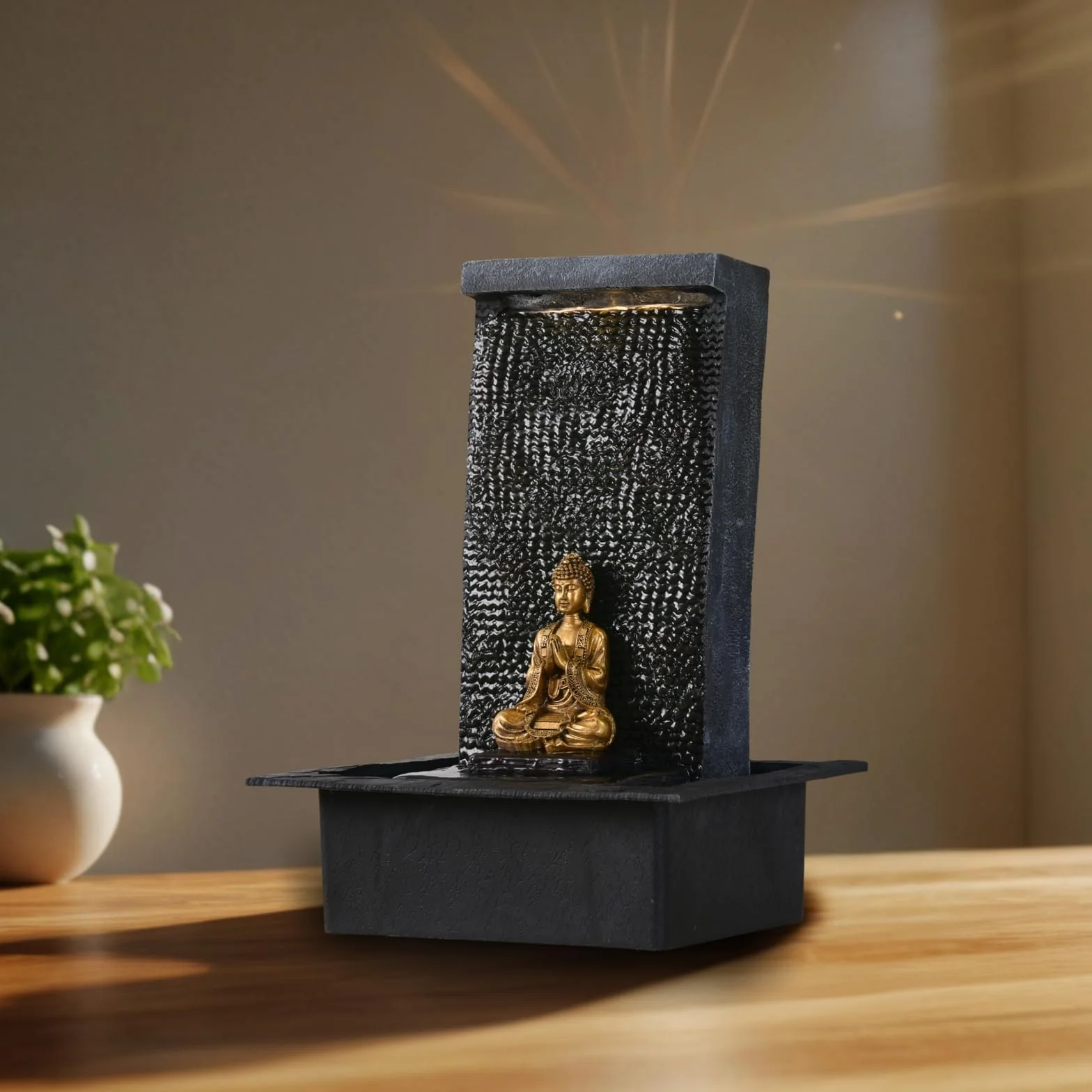 Zen'Light Zenitude Fuente de poliresina Negra 31 x 31 x 42 cm