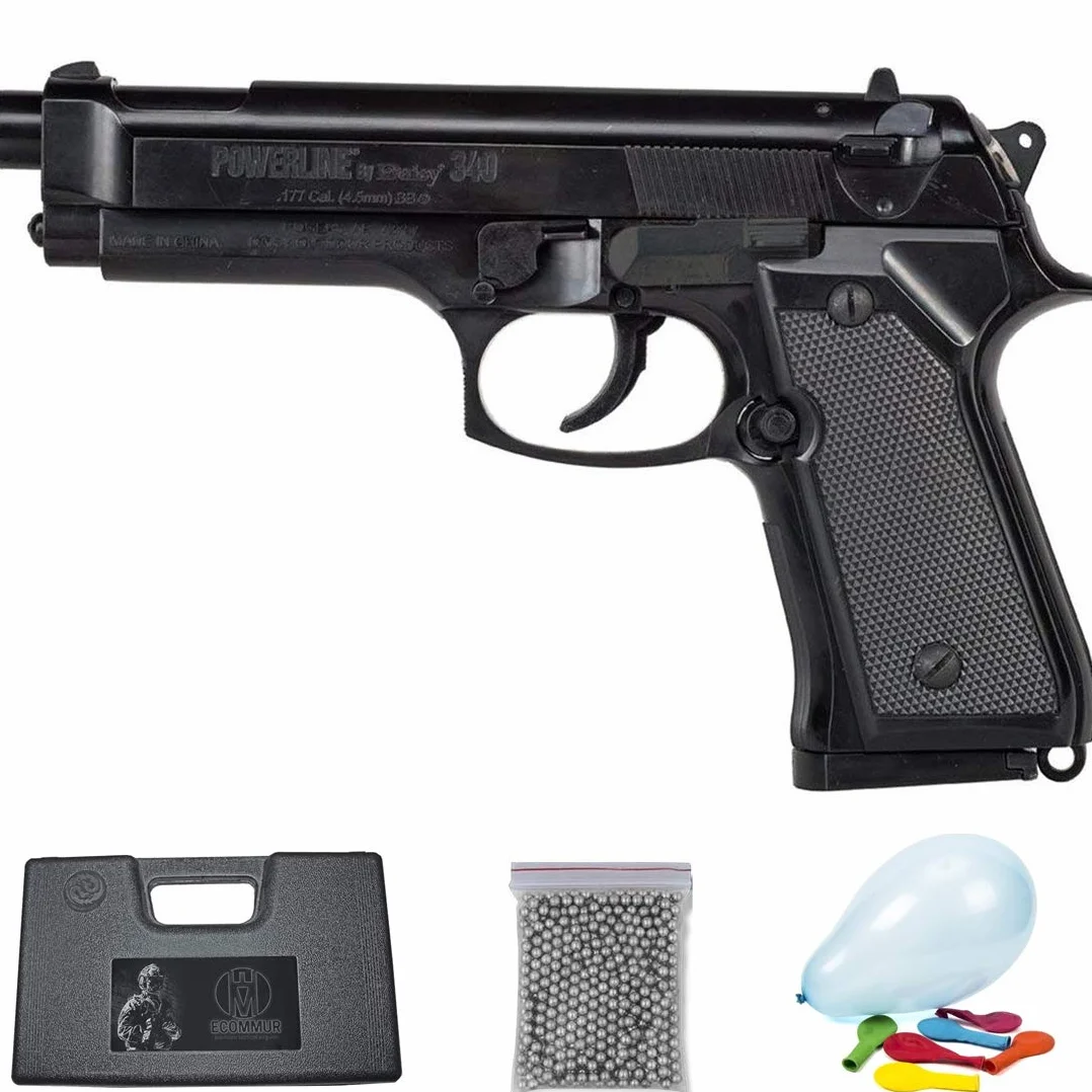 Pistola de balines ECOMMUR P-340 Acero por Aire comprimido SIN CO2 Carga por Muelle