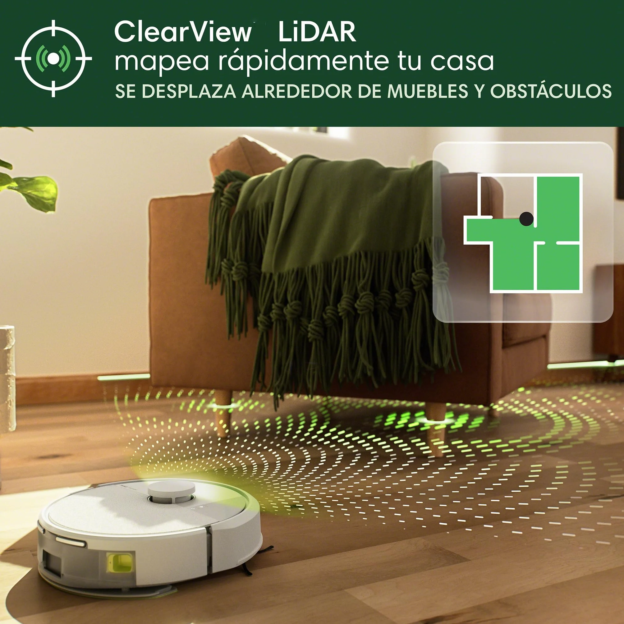 iRobot Roomba 205 DustCompactor Combo robot, compacta suciedad en interior, autonomía 60 días sin vaciar el robot, sin bolsa, succión potente, 7000Pa, navegación LiDAR, limpieza multisuperficie, App_B