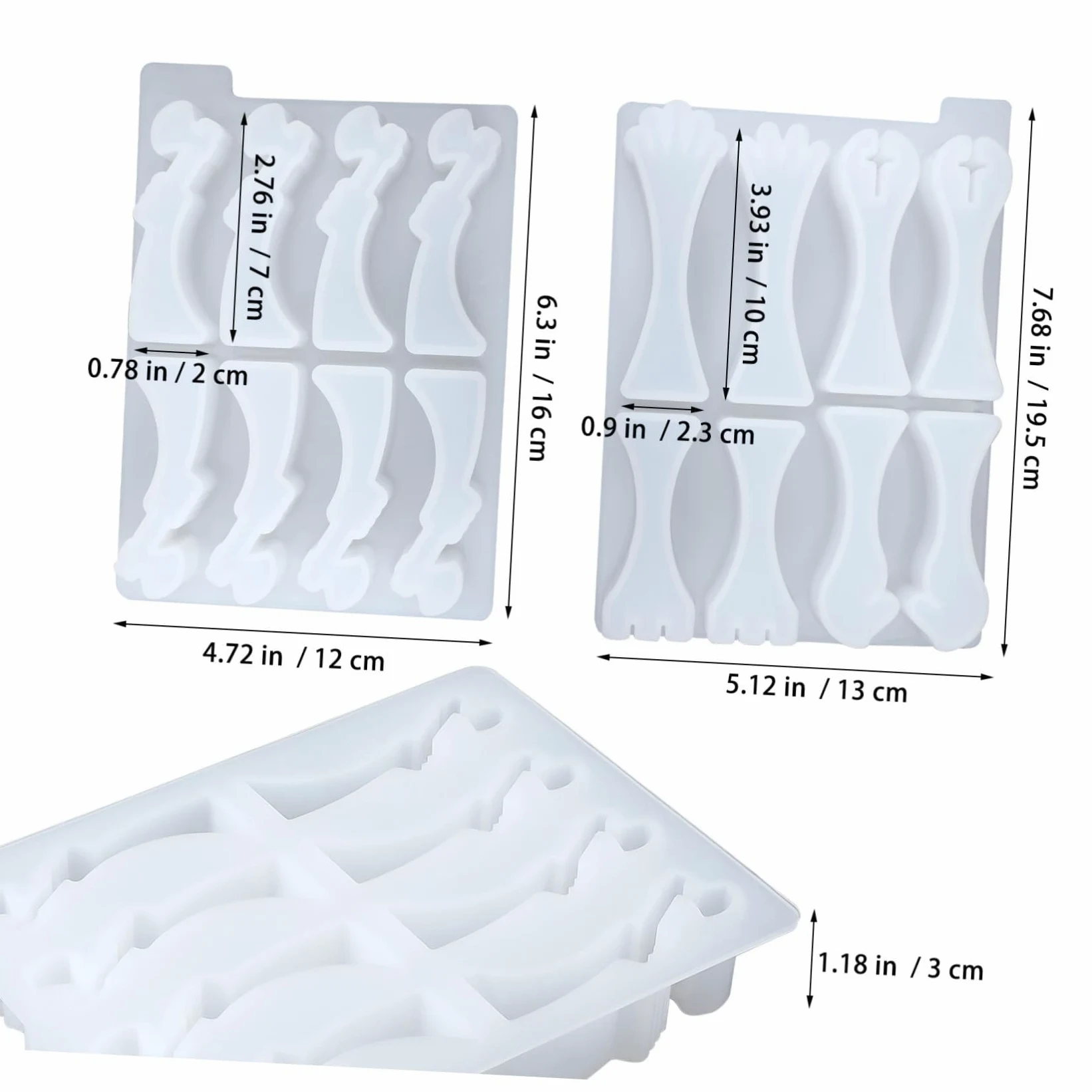 FRCOLOR Molde de Silicona Fácil Desmoldeo para Piezas de Ajedrez 3d 2 Piezas Reutilizable y Flexible para Resina Epoxi Adecuado para Manualidades DIY Infantiles