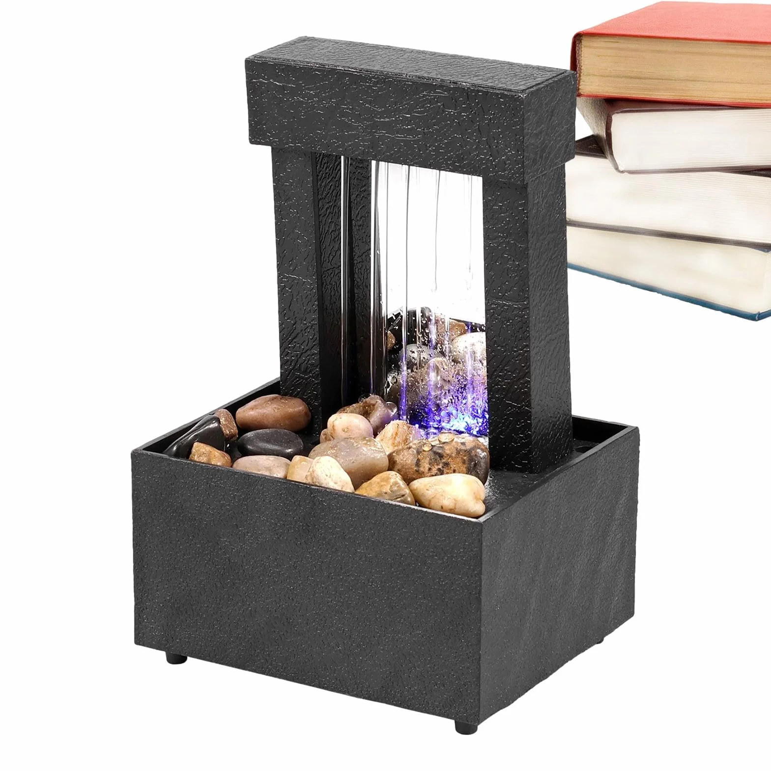 Fuente de cascada con juegos de agua relajantes - Fuente de mesa, fuente de cascada de mesa | Fuente de escritorio para meditación zen con luz LED, decoración para espacios interiores de h