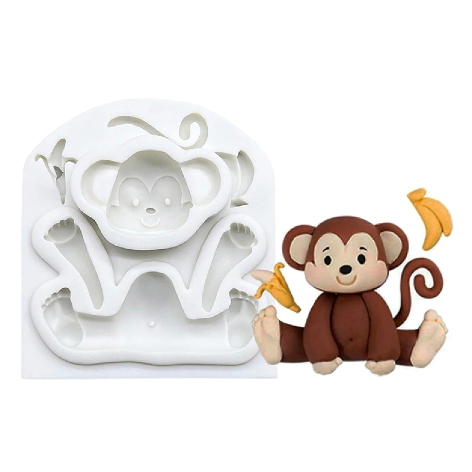 Molde de silicona para fondant, vaca mono, jirafa, elefante, león, hipopótamo, molde de silicona para azúcar, herramientas de resina, molde para hornear magdalenas, fondant, herramientas de decoración