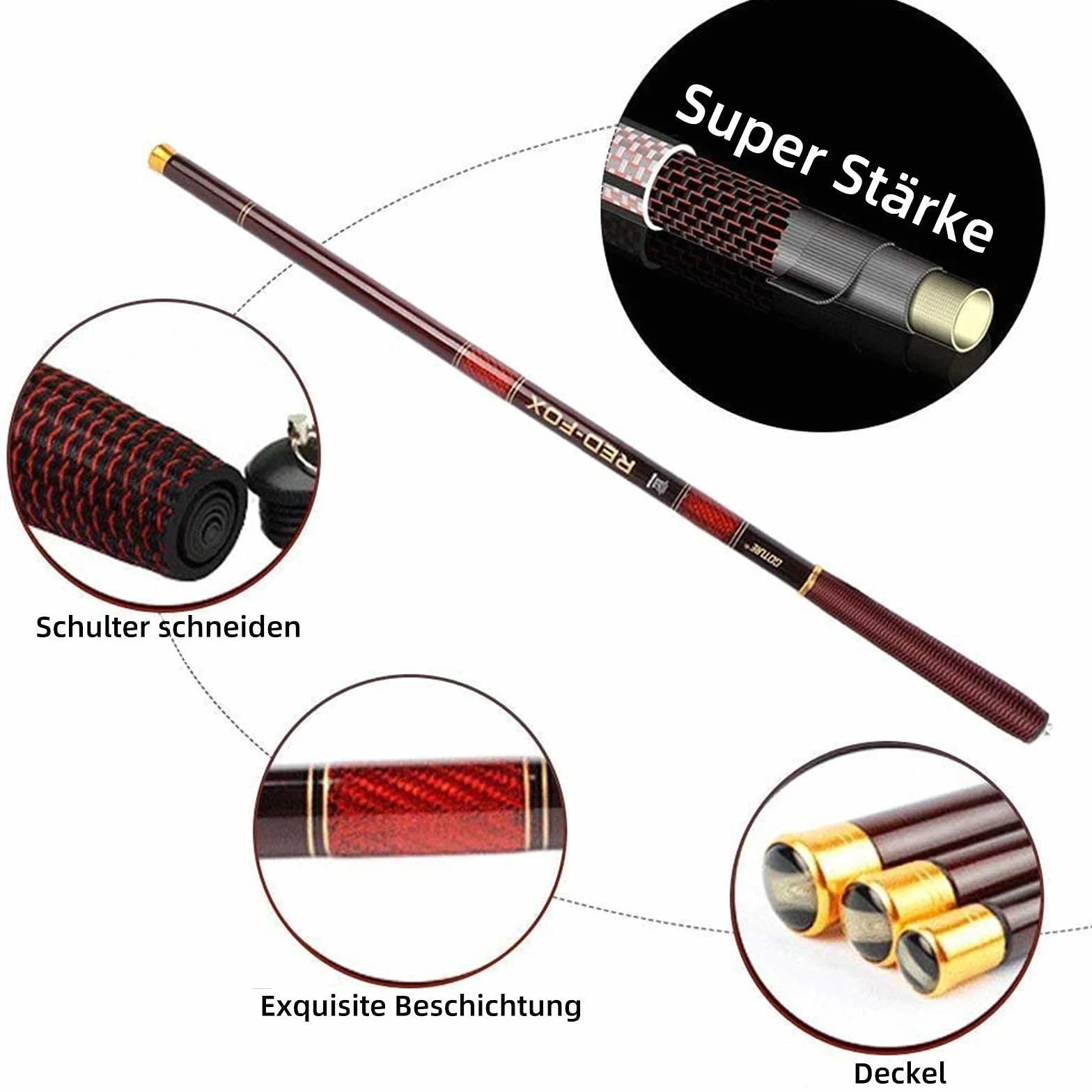 Goture Caña de Pesca con Mosca Telescópica Tenkara Fibra de Carbono Ultra Ligera + 3 Segmentos