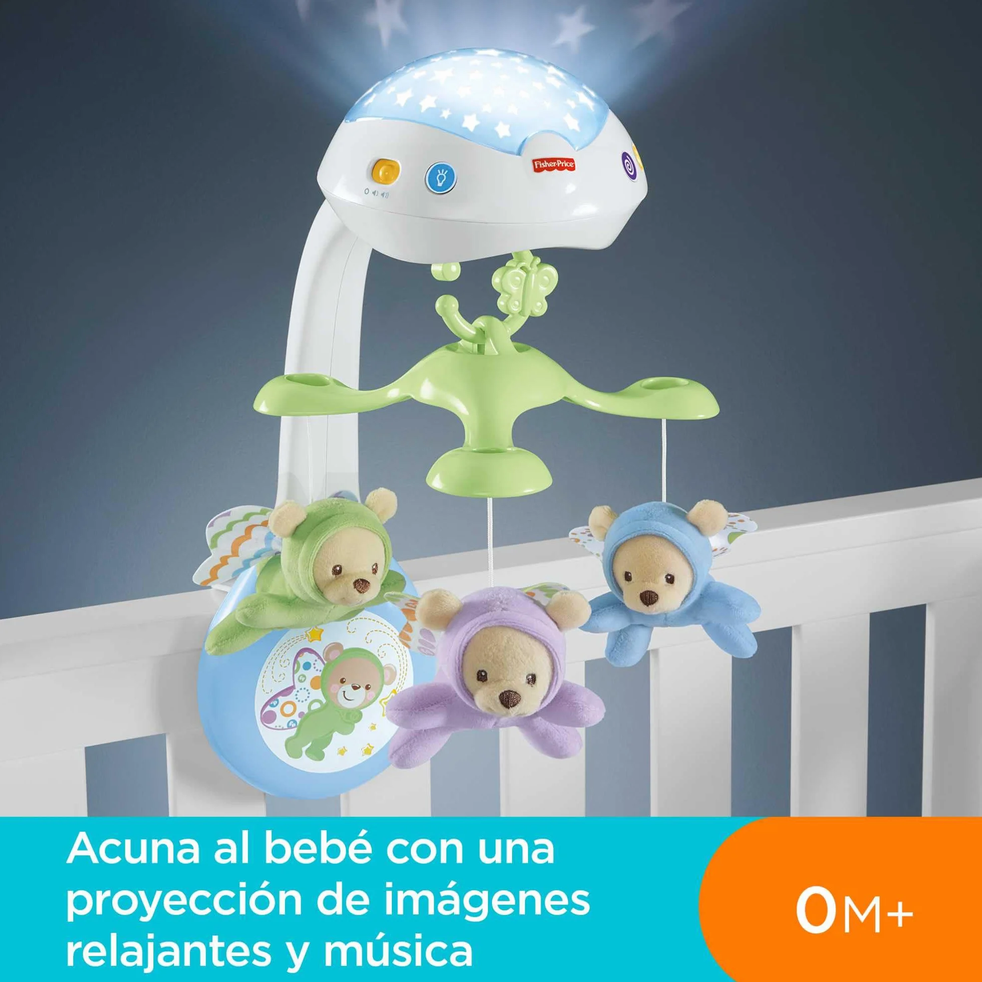 Fisher-Price Móvil Ositos Voladores CDN41 para Bebés 0+ Meses con 3 Opciones de Sonido y Control Remoto