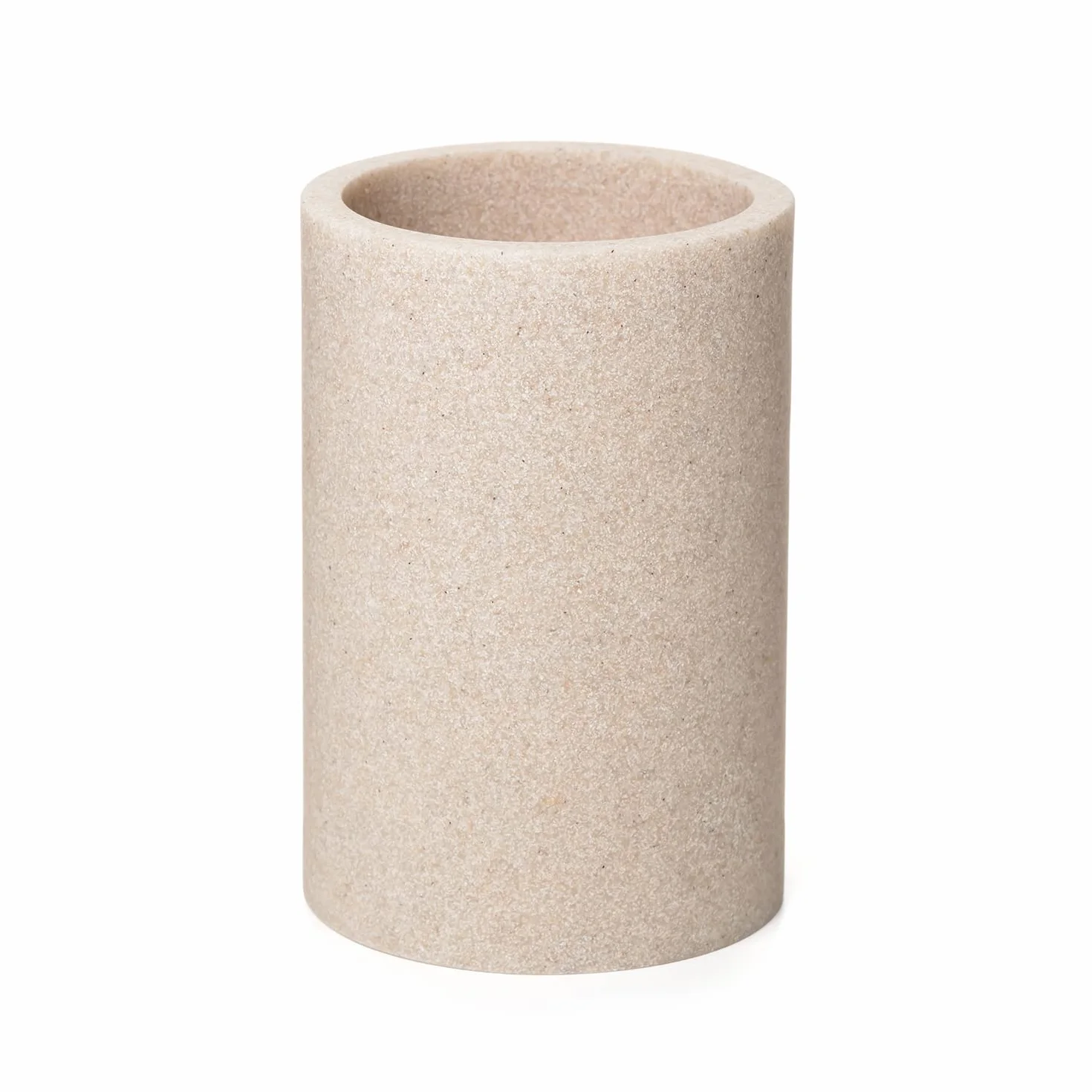 TATAY Vaso de Baño Bora, de Poliresina, Libre de BPA, Color Beige, Medidas 7.2 x 7.2 x 10.7 cm