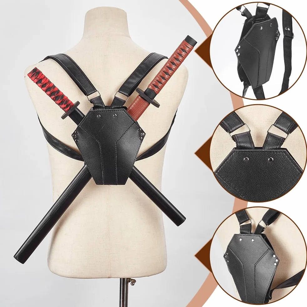 NBEADS Soporte Espalda Espada Negra Cinturón Katana Medieval Cosplay Anime Ninja