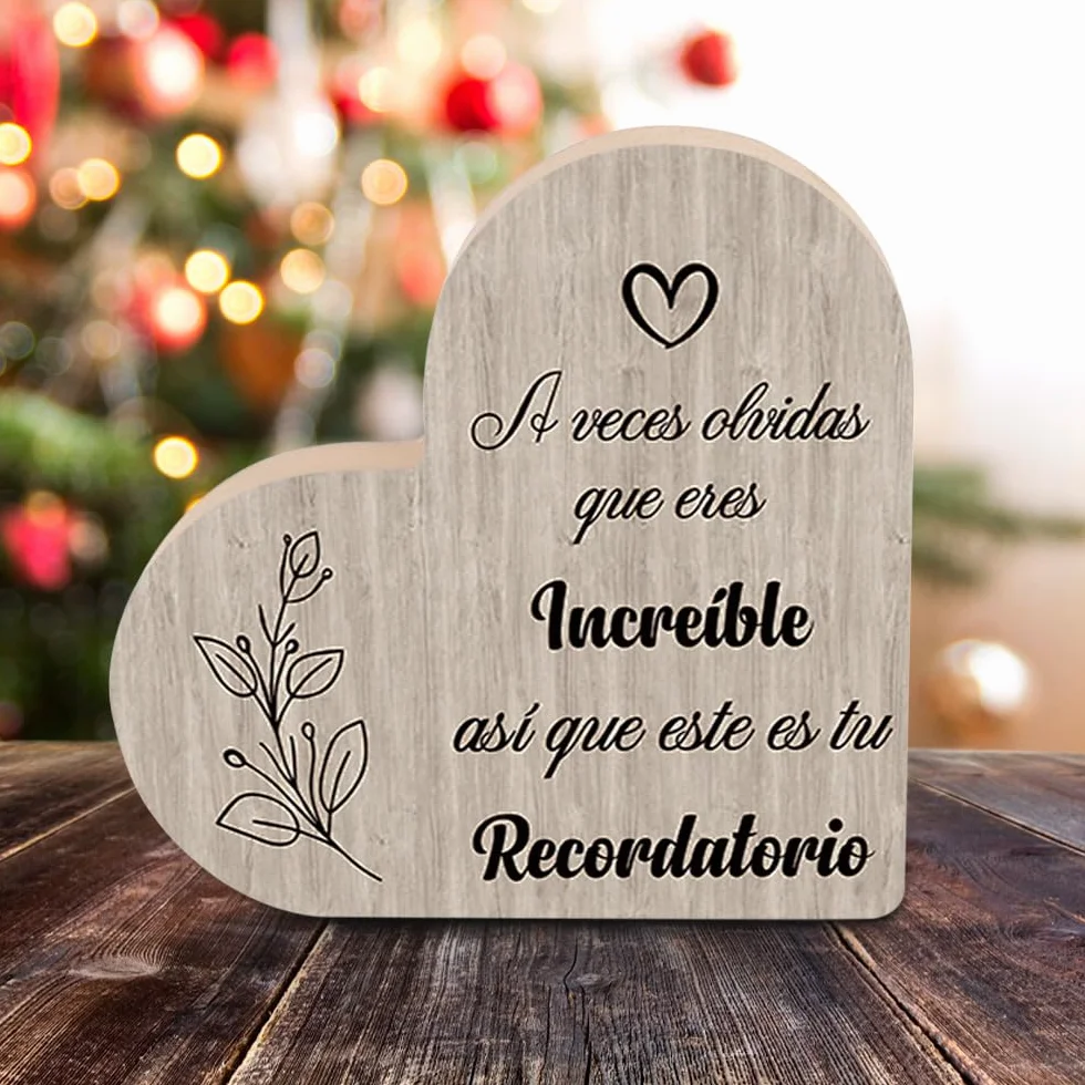 Regalos para Madres Navidad, Placa Corazón de Madera 2 cm Grosor, Regalos Navidad Mujer, Detalles para Regalar Mujer, Regalo Cumpleaños Madres, Regalos para Amigos Mayor Regalos para Jubilacion
