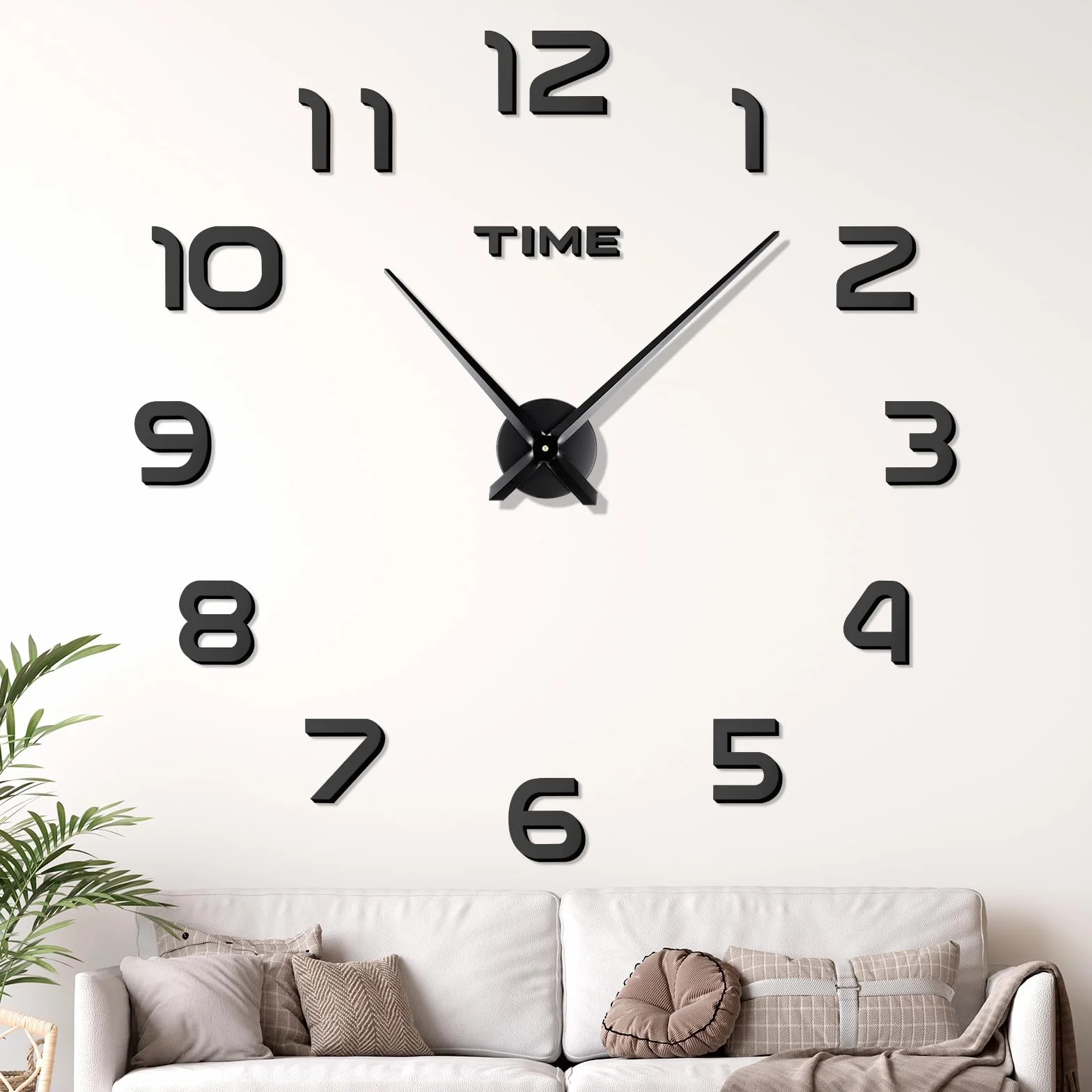 JIZZU 3D Reloj De Pared Grande, DIY Reloj Pareds Digital, Reloj de Pared Silencioso, Reloj Cocina Pared Original, Moderno, Decoración Ideal para Sala de Estar, Dormitorio, Cocina, Oficina, Negro