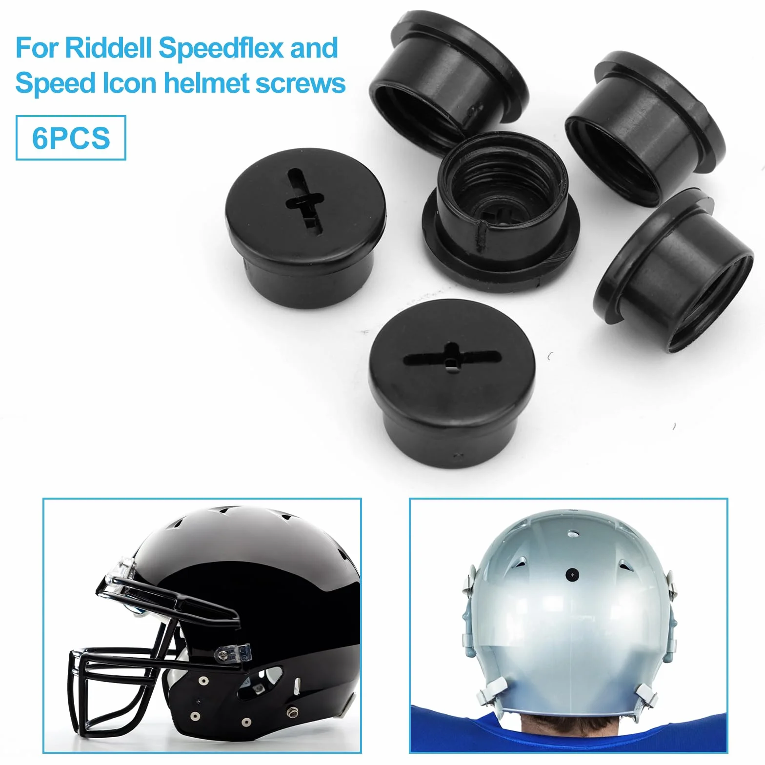 Tornillos Válvula Vejiga Plástico para Riddell Speedflex Speed Icon, Casco Fútbol Negro