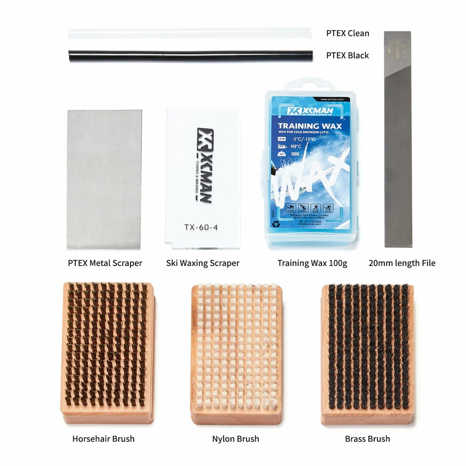 XCMAN Kit de depilación y afinación de esquí y snowboard con caja de cepillos de cera