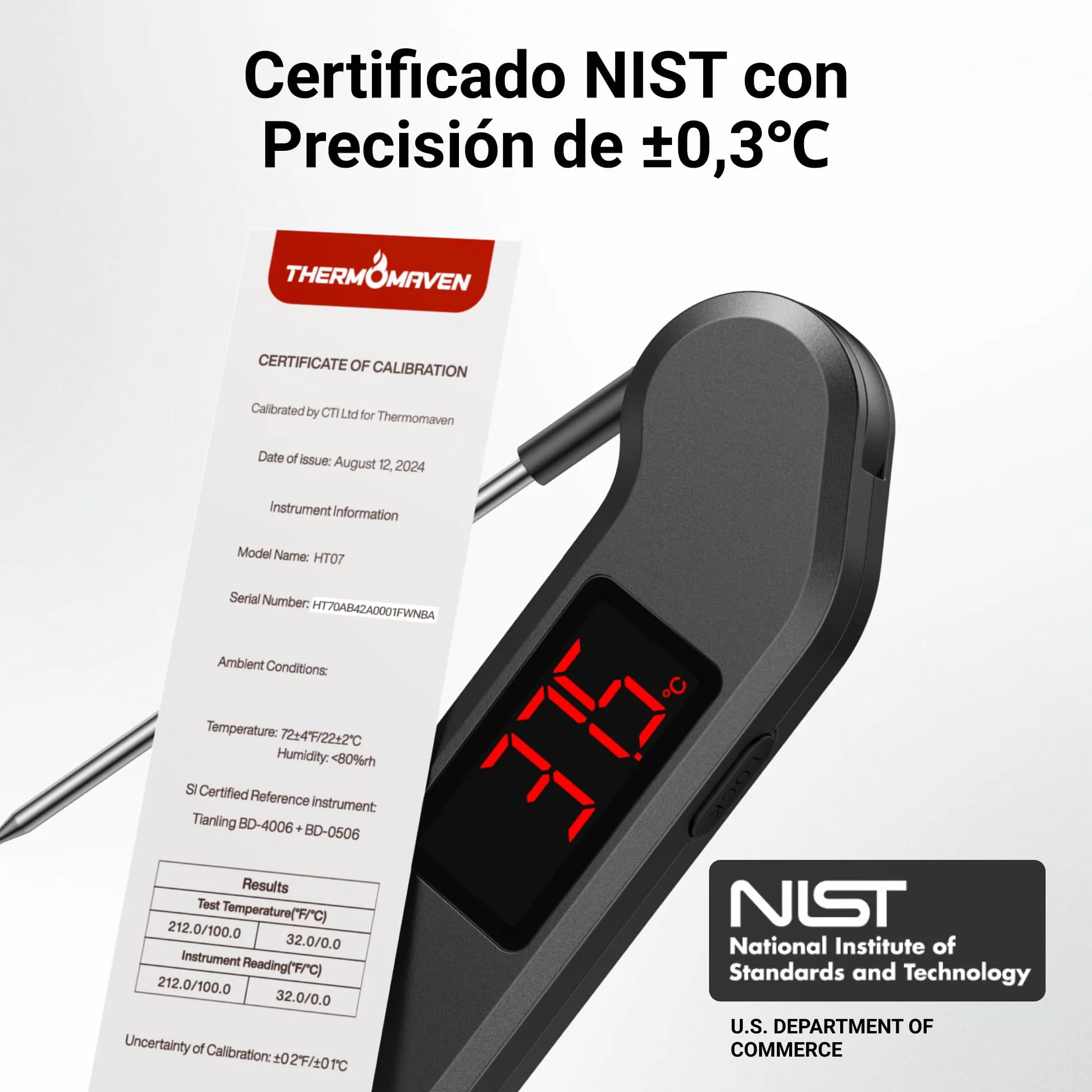 ThermoMaven F1 Stealth Termómetro de Cocina Digital para Carne, Lectura Instantánea en 1 s, Precisión Certificada NIST ±0,3 °C, Impermeable IP65, Pantalla LED Grande, Imán para BBQ, Horno y Plancha