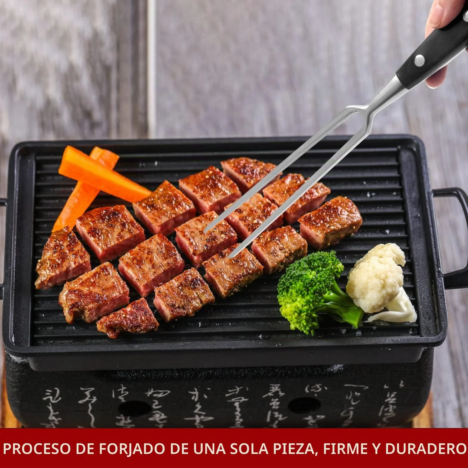 TNSLAND Tenedor para trinchar, Chuleton acero inoxidable, Tenedor de carne de acero inoxidable con mango, 30 cm tenedor de trinchar barbacoa servir cocina para barbacoa, cocina, pavo, asado y cena