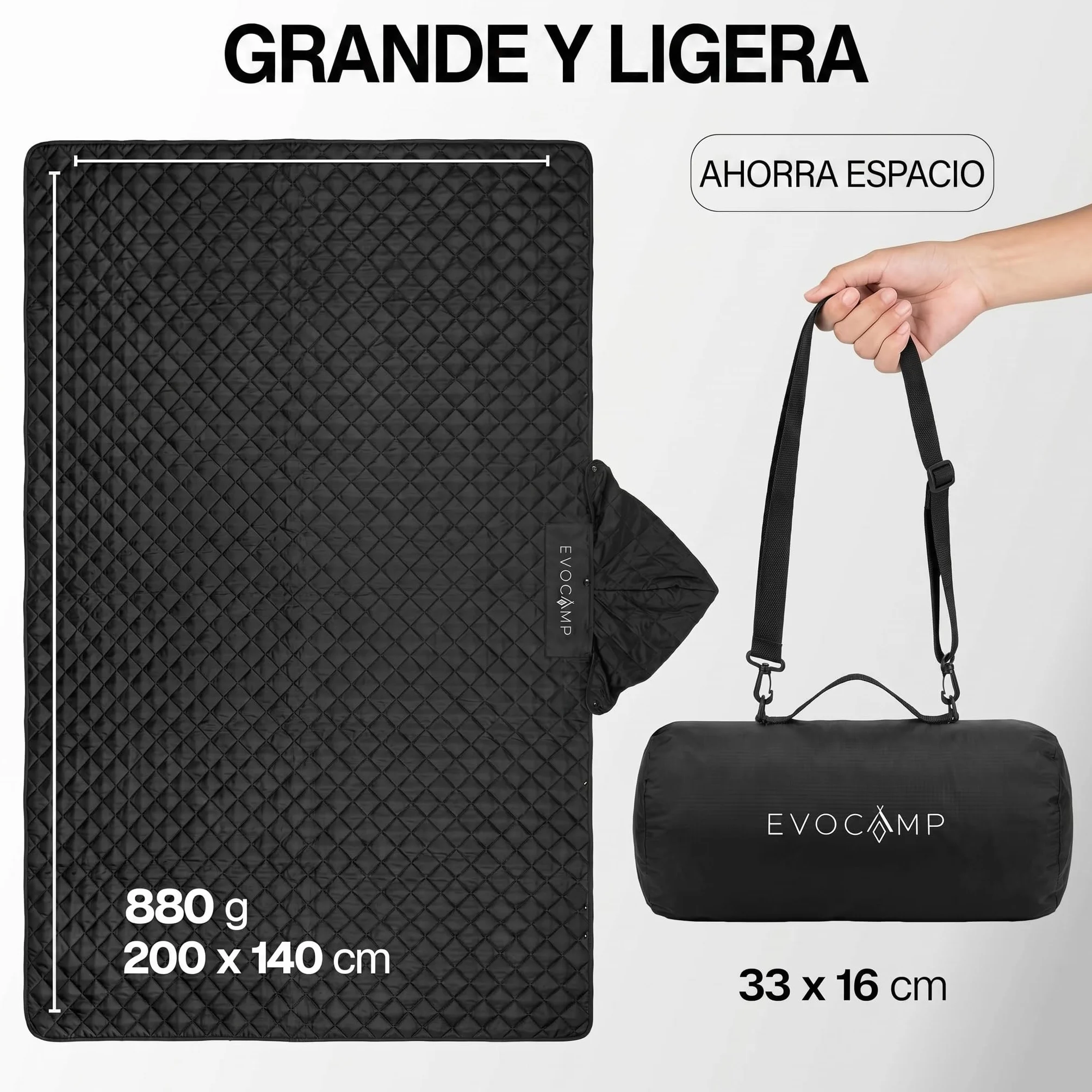 Manta de Camping Impermeable EVOCAMP 200x140 cm Forro Polar