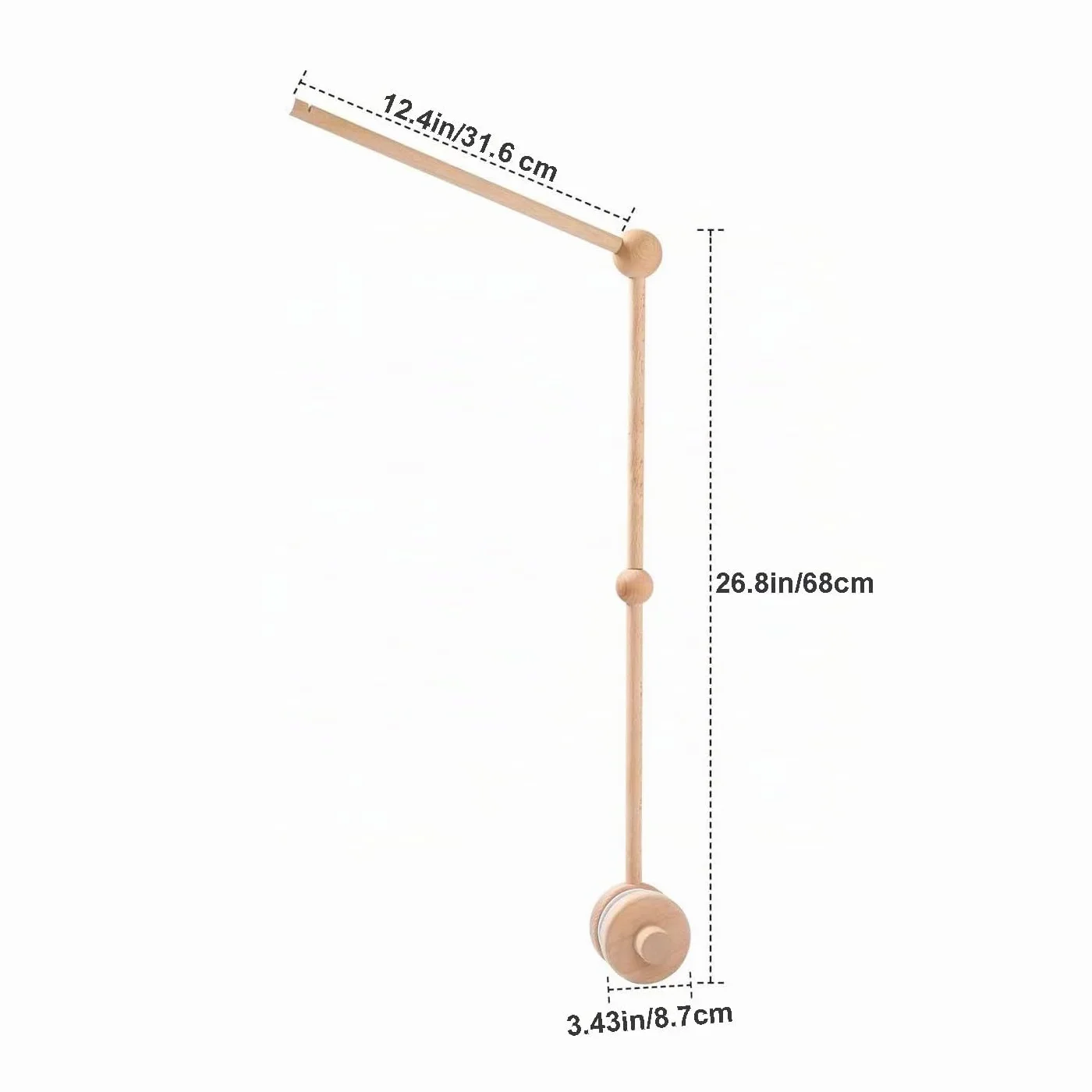 PandaEar Soporte de Móvil para Cuna de Bebé, Soporte de Madera de Haya con Fijación Antideslizante, Colgador de Móvil para Cuna y Decoración de Guardería