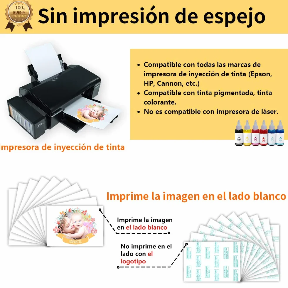TransOurDream-Marca de confianza,Imprescindible para fiesta,Papel Calcomanía transparente al Agua (A4x10) Waterslide decal paper,Utilizado en vasos, velas, cerámica, etc.ES-6-10