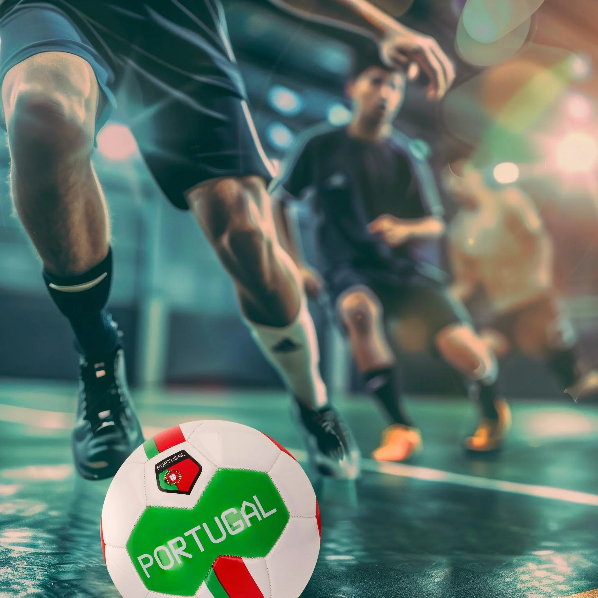 AKTIVE Balón de fútbol Portugal Talla 5 PVC 2.7 mm 410 g Diseño Oficial Verde Blanco Rojo
