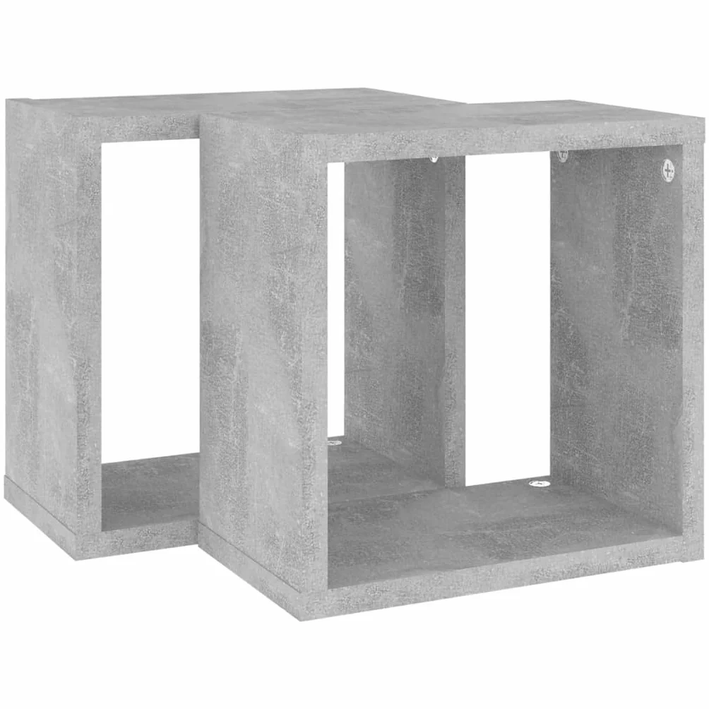vidaXL 2X Estante Cubo Pared Estantería Colgante CD Libros Coleccionables Fotos Premios Adornos Decoración Librerías Hogar Gris Hormigón 26x15x26 cm