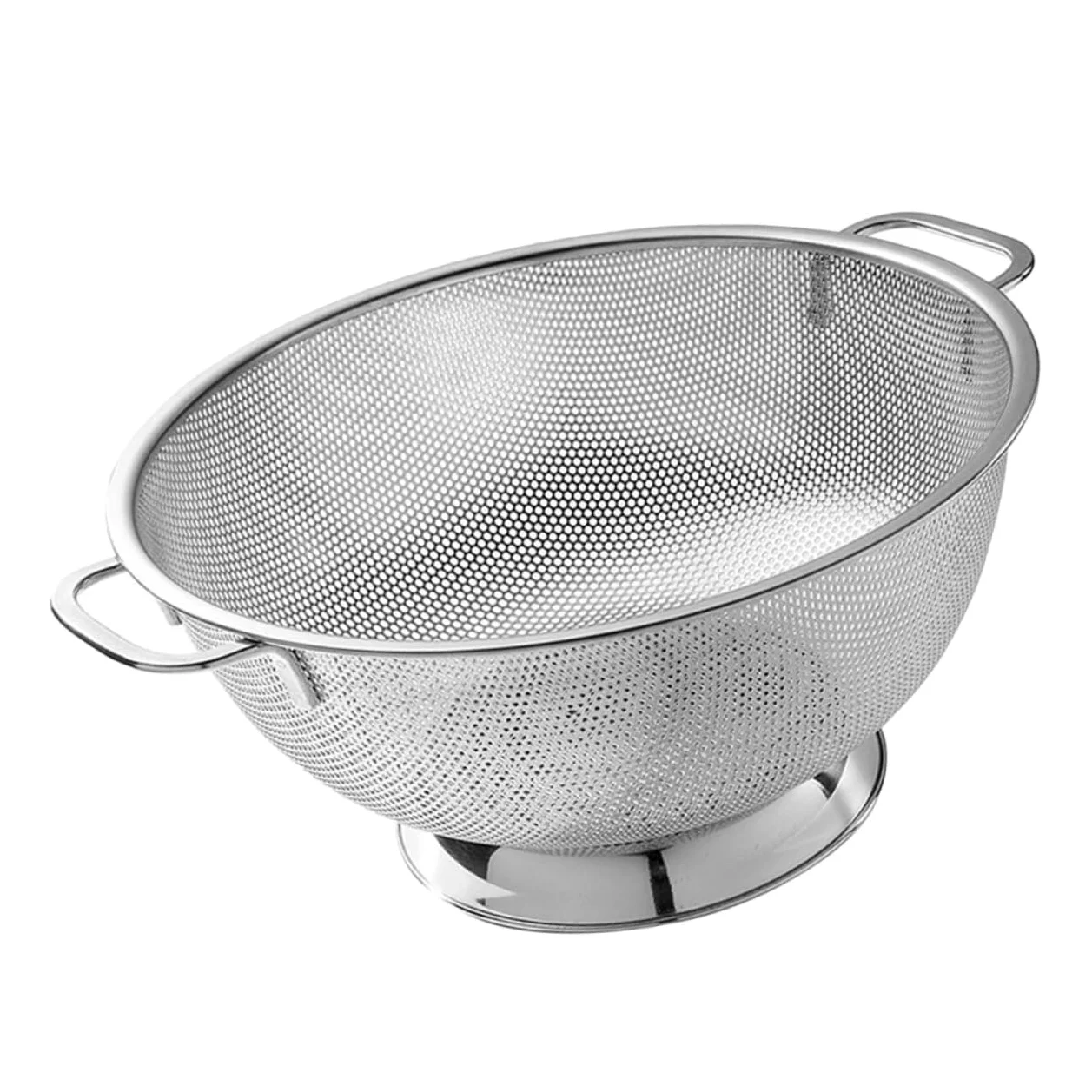 Colador de Acero Inoxidable con Asas, Malla Fina para Cocina | Plata, Doble Asa y Orificios Finos, para Enjuagar Arroz y Escurrir Alimentos