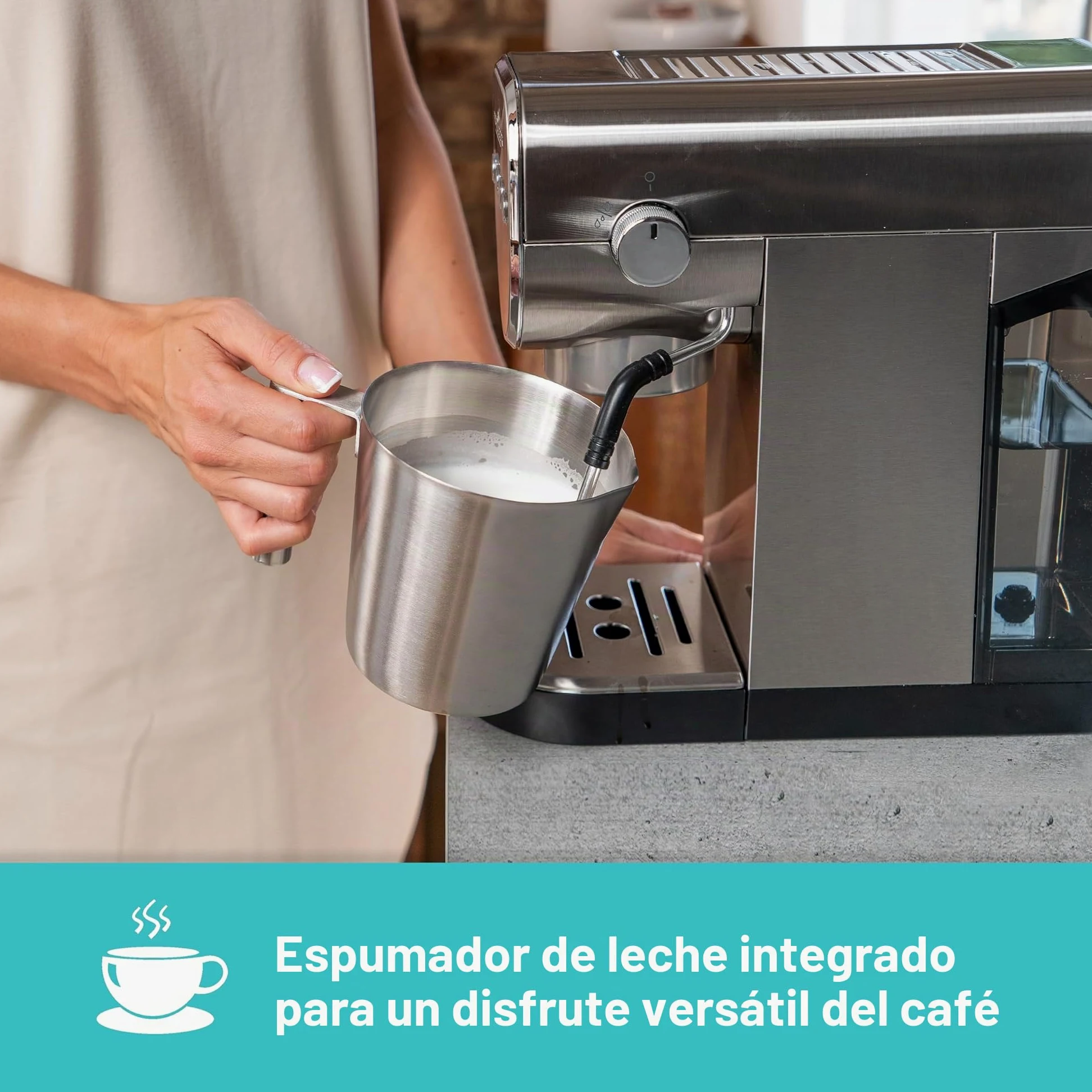 ProfiCook PC ES 1265 - Cafetera 2 en 1 | Cápsulas de café y polvo espresso | Máquina portafiltro 20 bar bomba italiana | Incluye boquilla espumador de leche | Portafiltros para café espresso