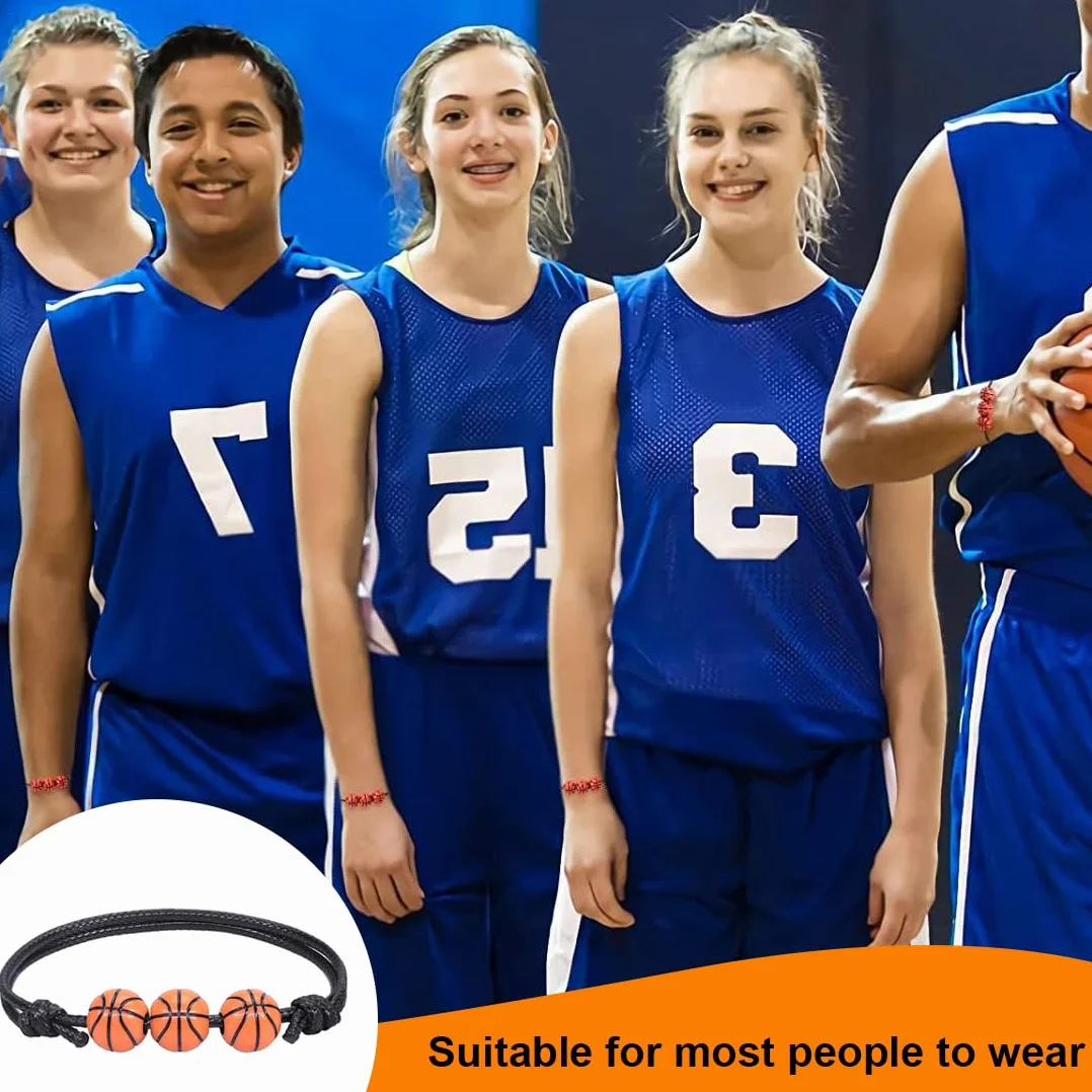 WeddHuis 10 Pcs Pulsera de Baloncesto Pulseras Inspiradoras de Equipo Pulsera de Baloncesto Trenzada Ajustable para Adolescentes Adultos Hombres Mujeres Jugadores de Baloncesto Equipos