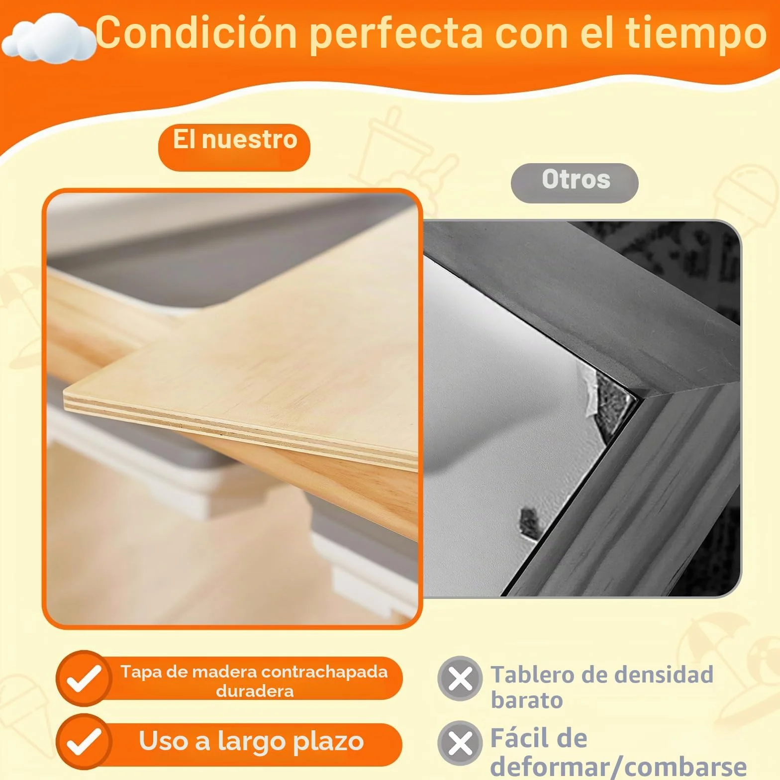 FUNLIO Mesa Sensorial de Madera con 2 Cubos para Niños de 1-5 Años, Mesa Sensorial Infantil de 3 Niveles Ajustable en Altura, para Jugar con Arena y Agua, Certificado CPC