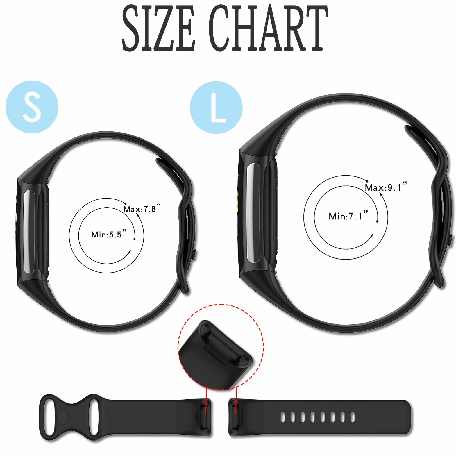 Correas Compatibles para Fitbit Charge 5/6 Band Pulsera Recambio Sport Strap S/L
