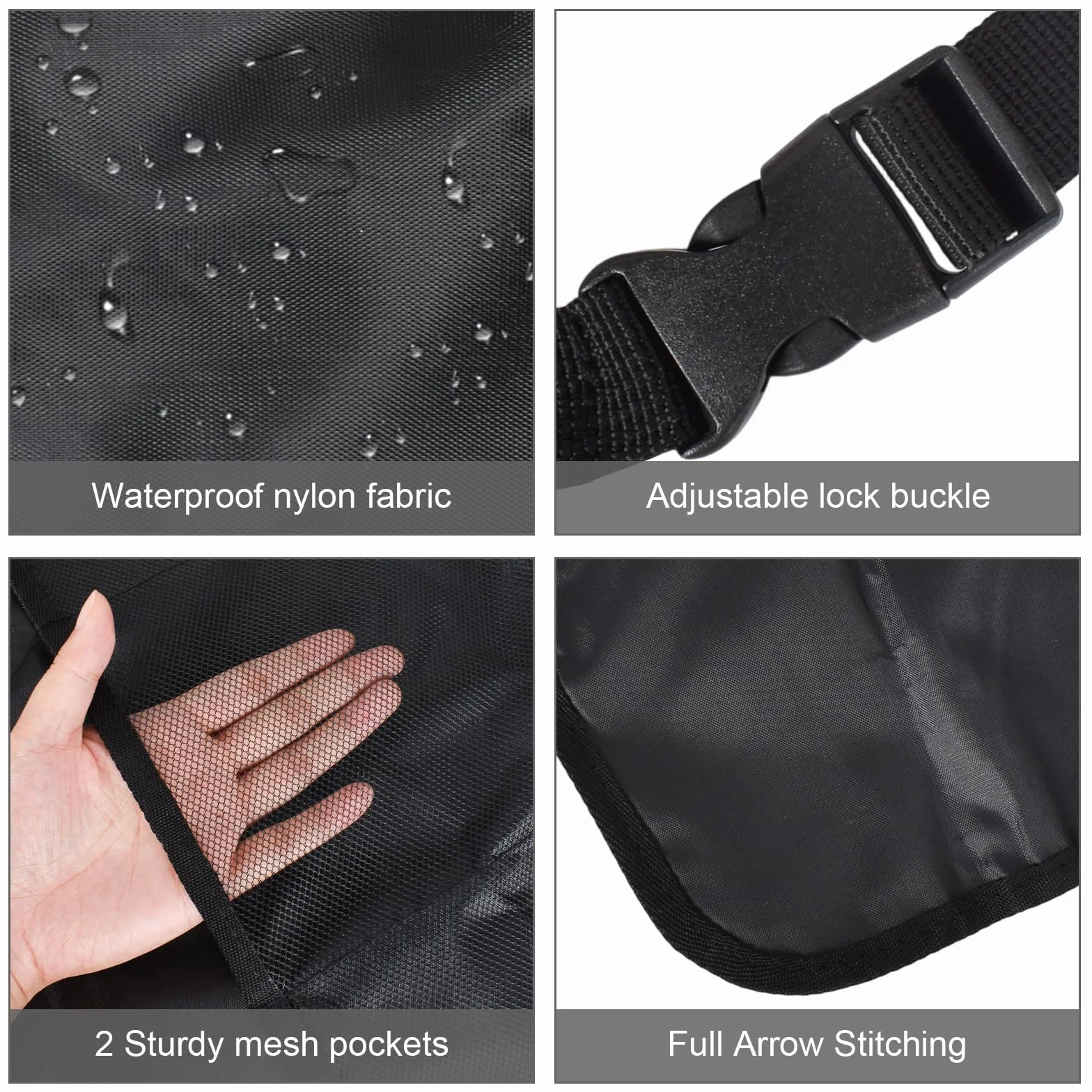Protector de Asiento de Coche Resistente al Agua, 2 Piezas 45 x 60 cm Asiento de Coche con 2 Bolsillos de Malla, Protección para la Parte Trasera de los Asientos Delanteros