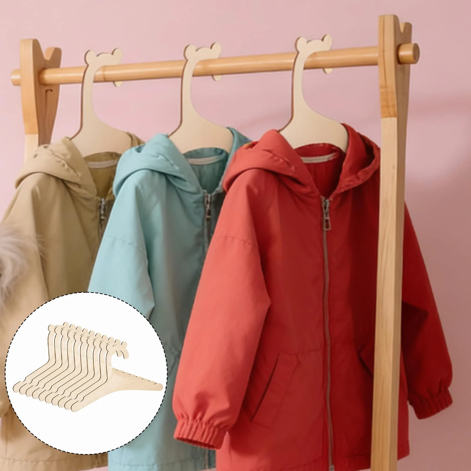 Perchas de Madera para Bebé Antideslizantes 10 Piezas