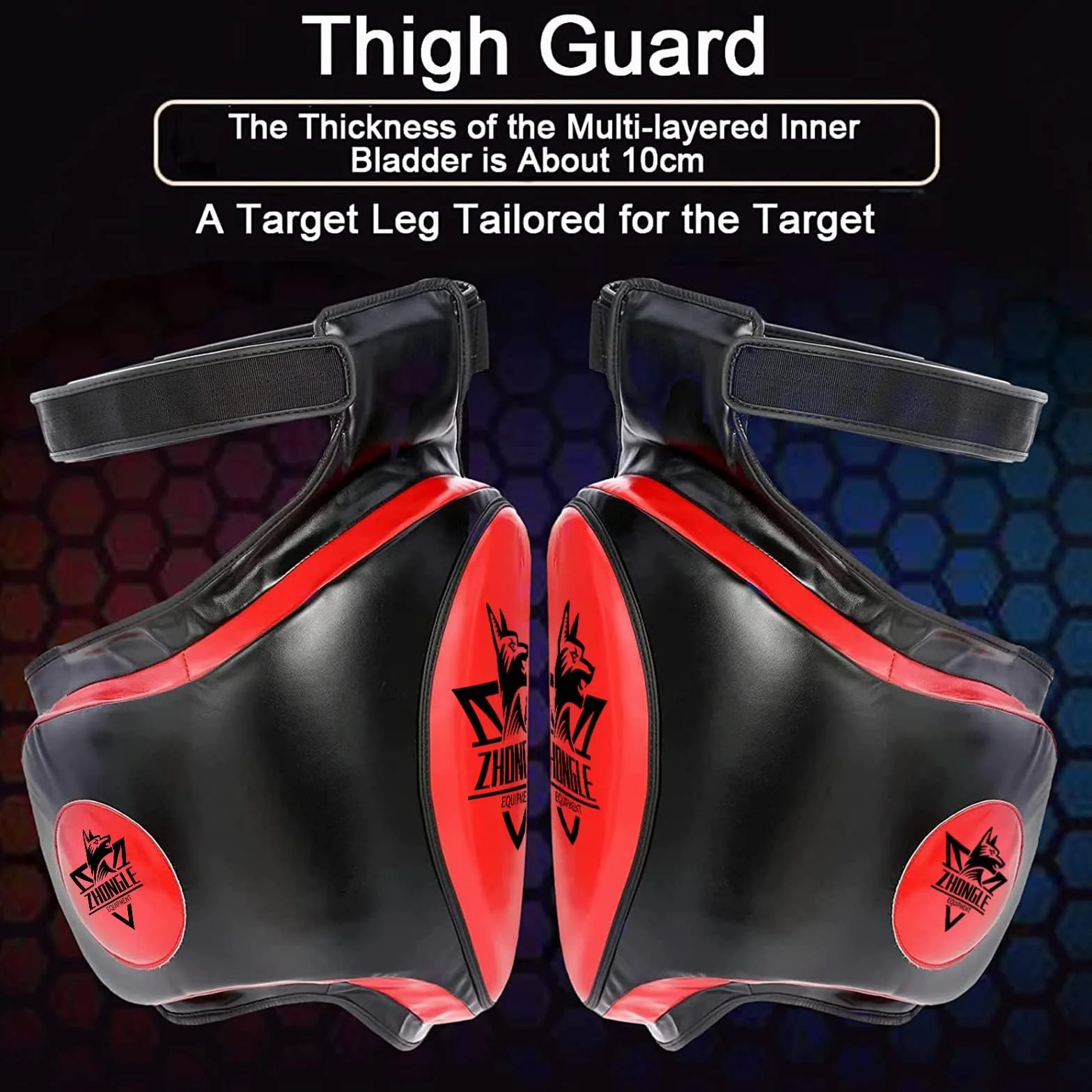 Juego de protectores de ingle y muslos para Muay Thai MMA - Almohadillas de absorción de impactos 10 cm