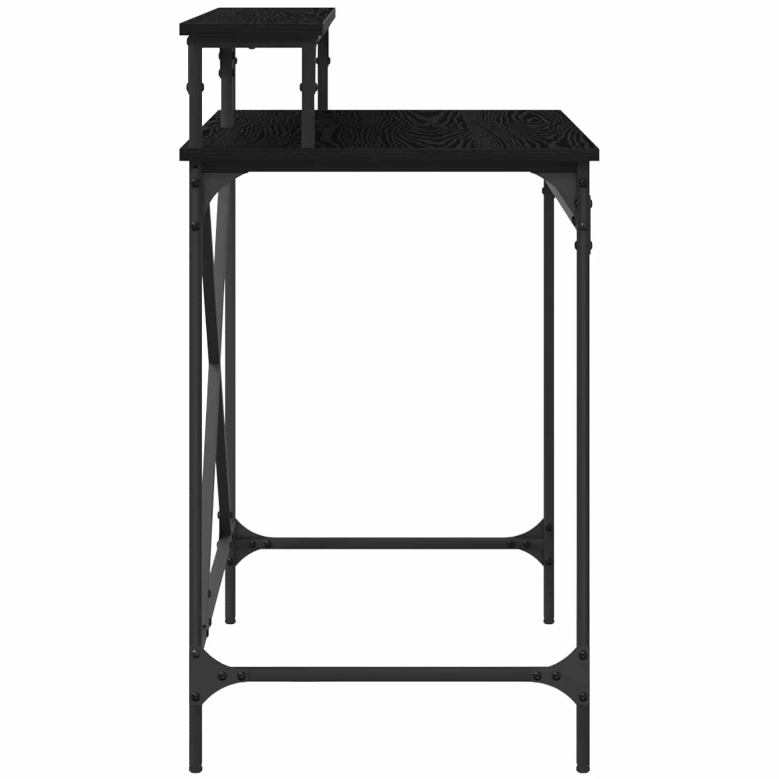 Escritorio de madera de roble negro, 80 x 50 x 90 cm, diseño industrial, con estante, resistente a las manchas, para oficina en casa, mesa de trabajo
