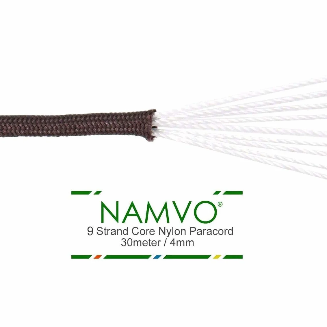 Cuerda de paracaídas de Nailon Tipo III 550 Mil Spec, 100 pies, 4 mm, 9 hebras