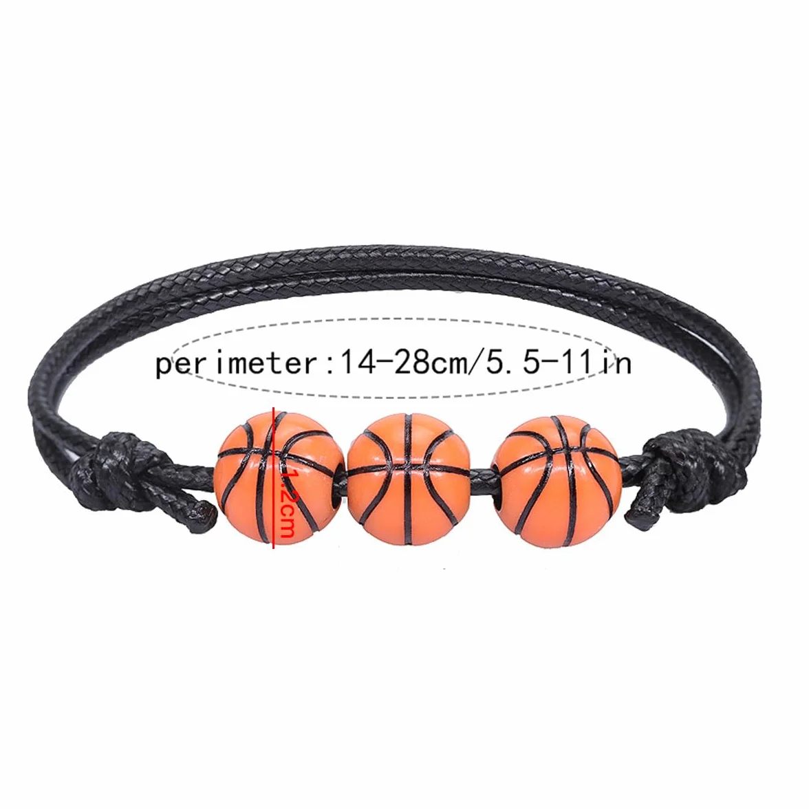 10 pulseras de baloncesto de 12 mm, pulseras deportivas para adolescentes y adultos, pulseras inspiradoras con cuentas y cuerda ajustable, ideal como recuerdo de fiesta de cumpleaños.
