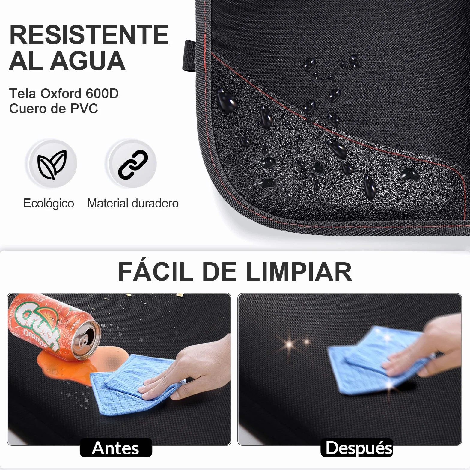Gimars XL 2 Piezas Protector Asiento Coche Silla Bebe, [Compatible ISOFIX], Universal Impermeable Tela Oxford 600D Protector Silla Coche Niños con 2 Bolsillos de Malla, SUV Sedán Camión, Negro