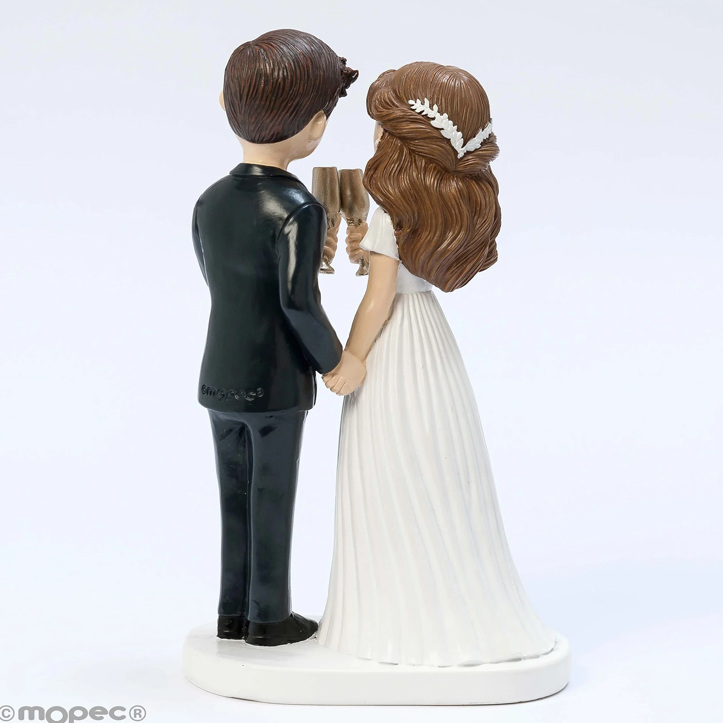 Mopec Y218 Figura Tarta Novios Brindis, Novio Moreno 19,5 x 11,8cm.