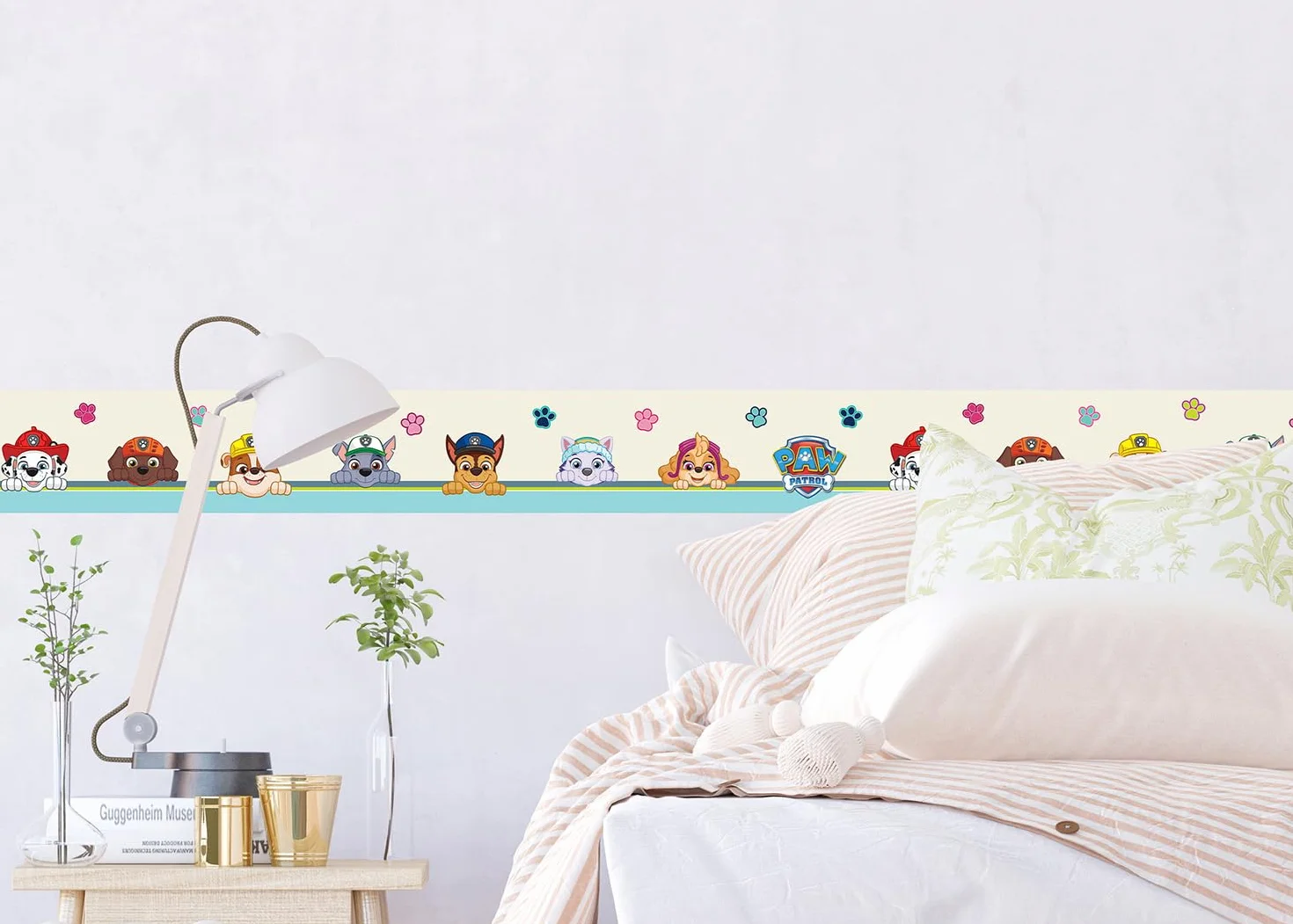 AG Design AWBD 8008 - Cenefa autoadhesiva de la Patrulla Canina con texto en alemán "Sei Glücklich", decoración de pared para niños y niñas, multicolor, ancho 500 cm x alto 14 cm