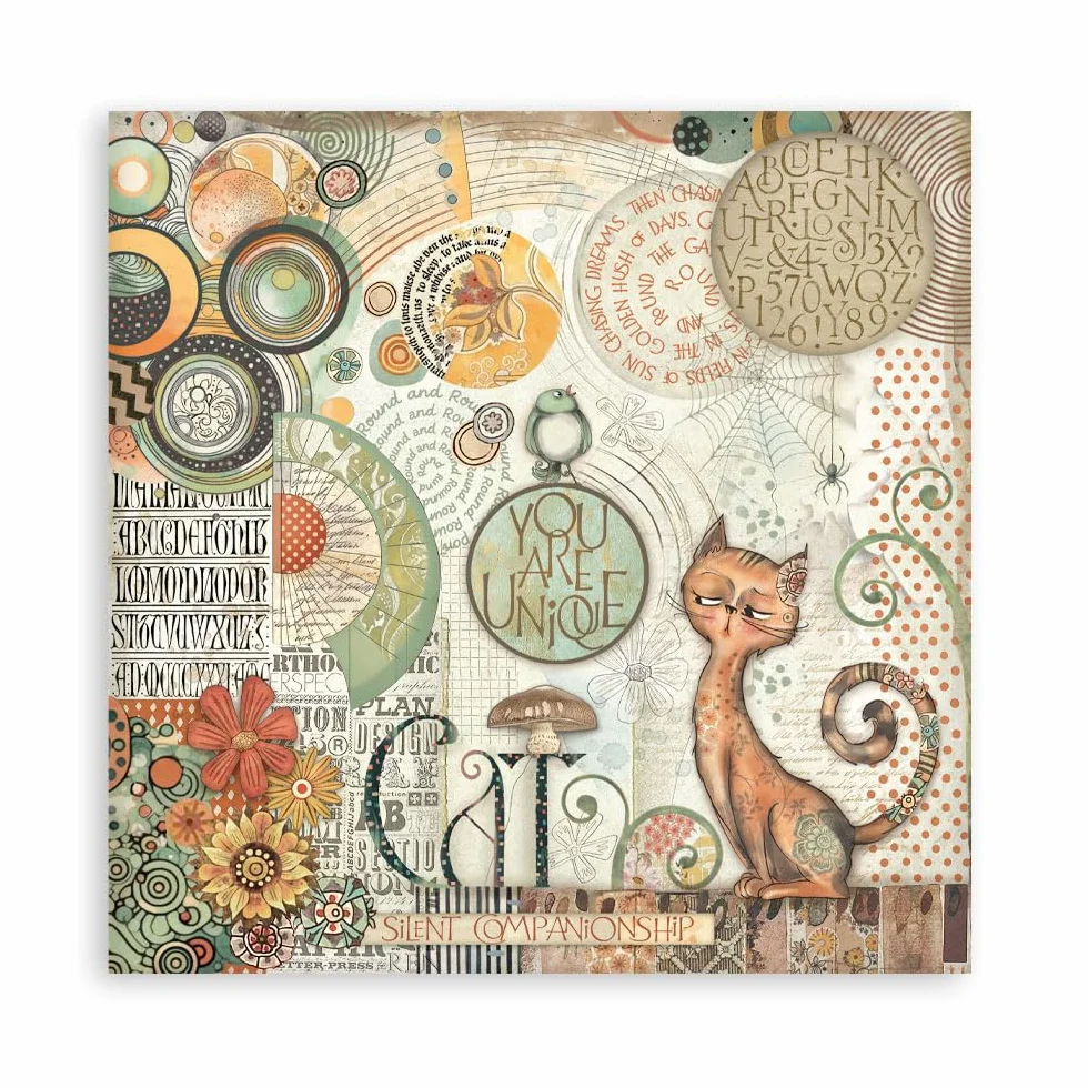 Stamperia - Scrapbook Paper Pad for Scrapbooking, Albums, Card Making, Bullet Journalling and More, Acid Free, Double-Sided, Perfect for Hobbies, Crafts, and Gifting (Furry Friends) (20.3 x 20.3cm)