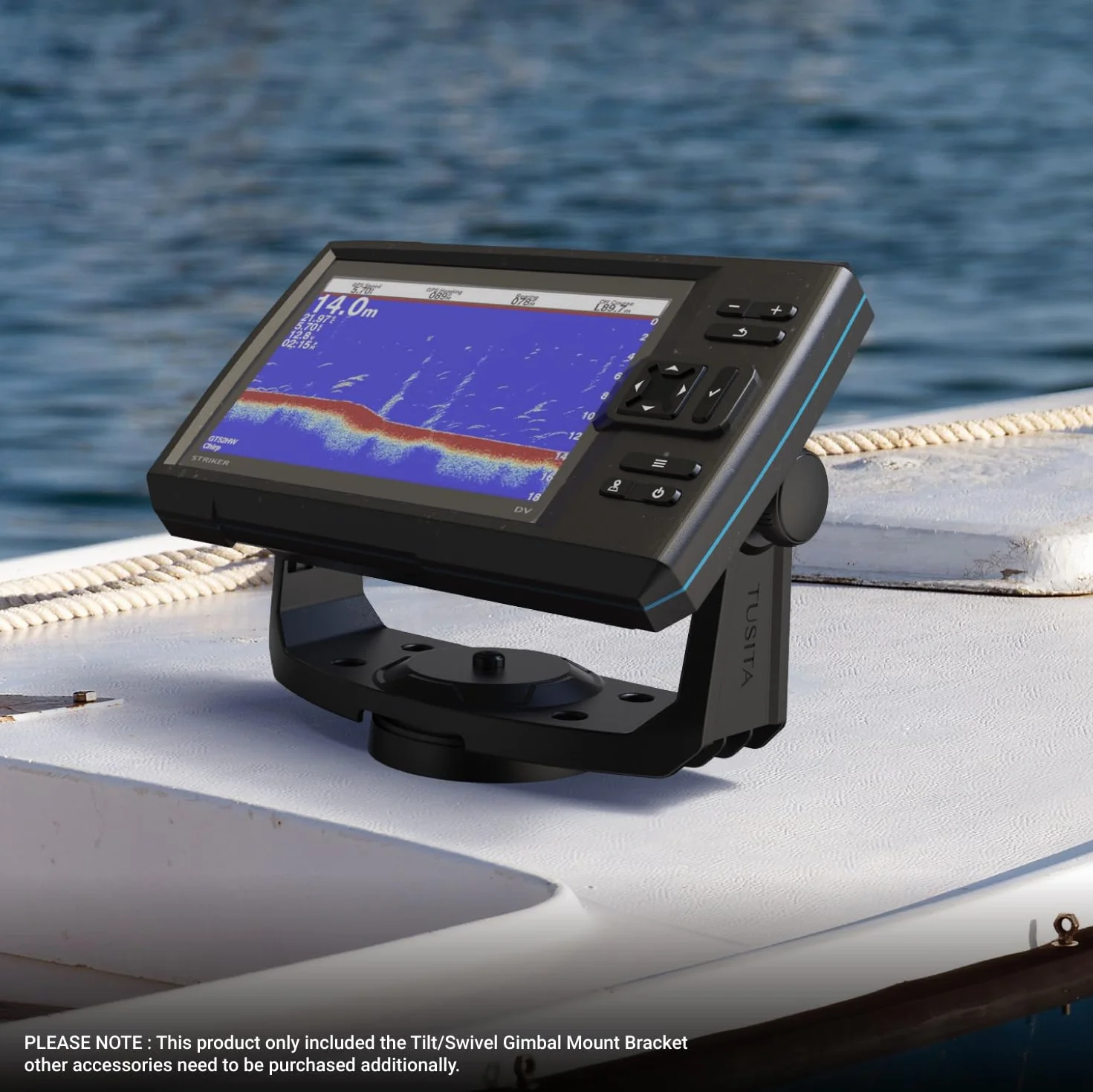 TUSITA Soporte de montaje de cardán inclinable giratorio para Garmin Striker 5cv 5dv 7cv 7dv 7sv Vivid 5cv 7cv 7sv ECHOMAP UHD2 12.7 cm 17.8 cm cv